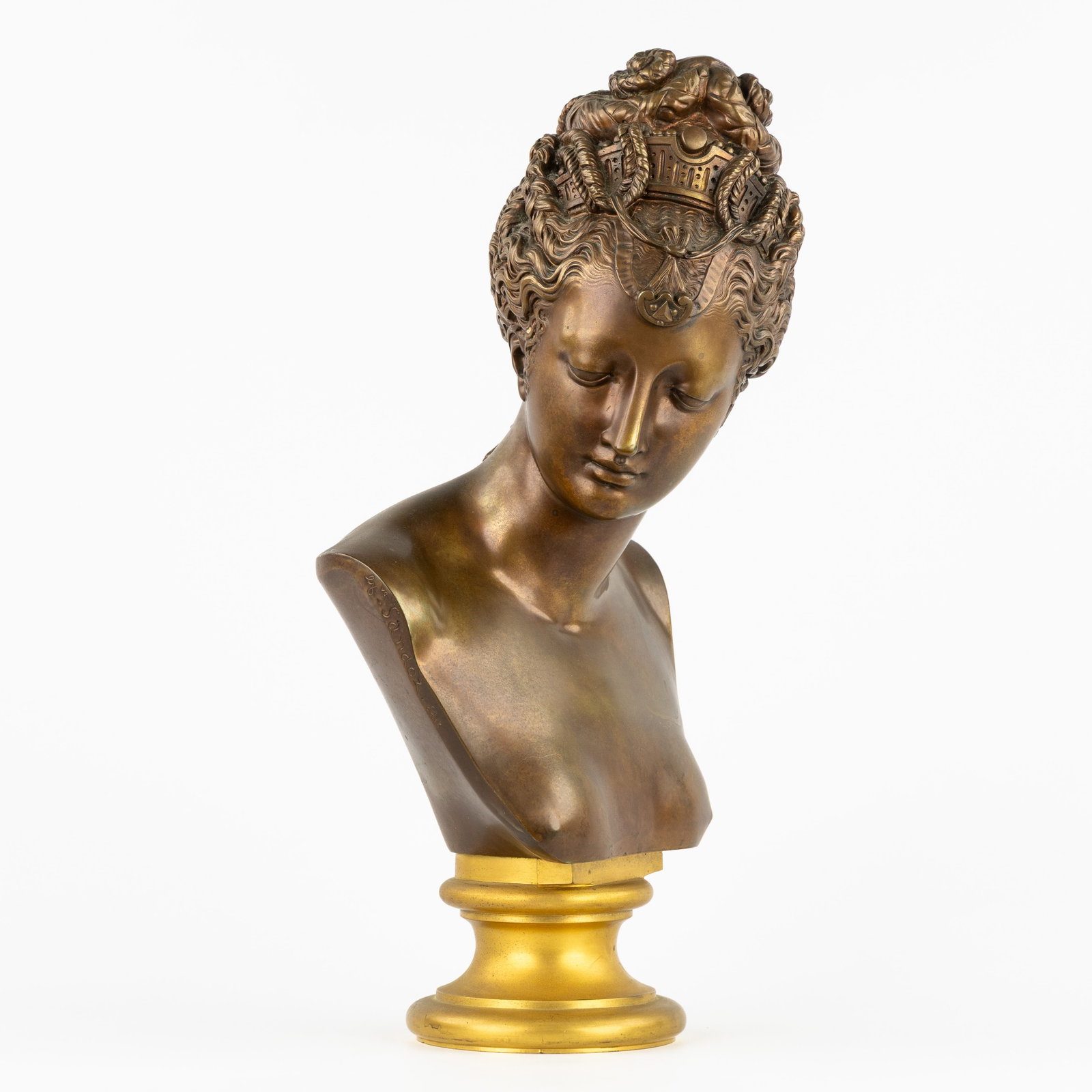 After Jean Goujon (c.1510-c.1567) 'Diane de Poitiers', patinated and gilded bronze, by Gustave (1 of 9)