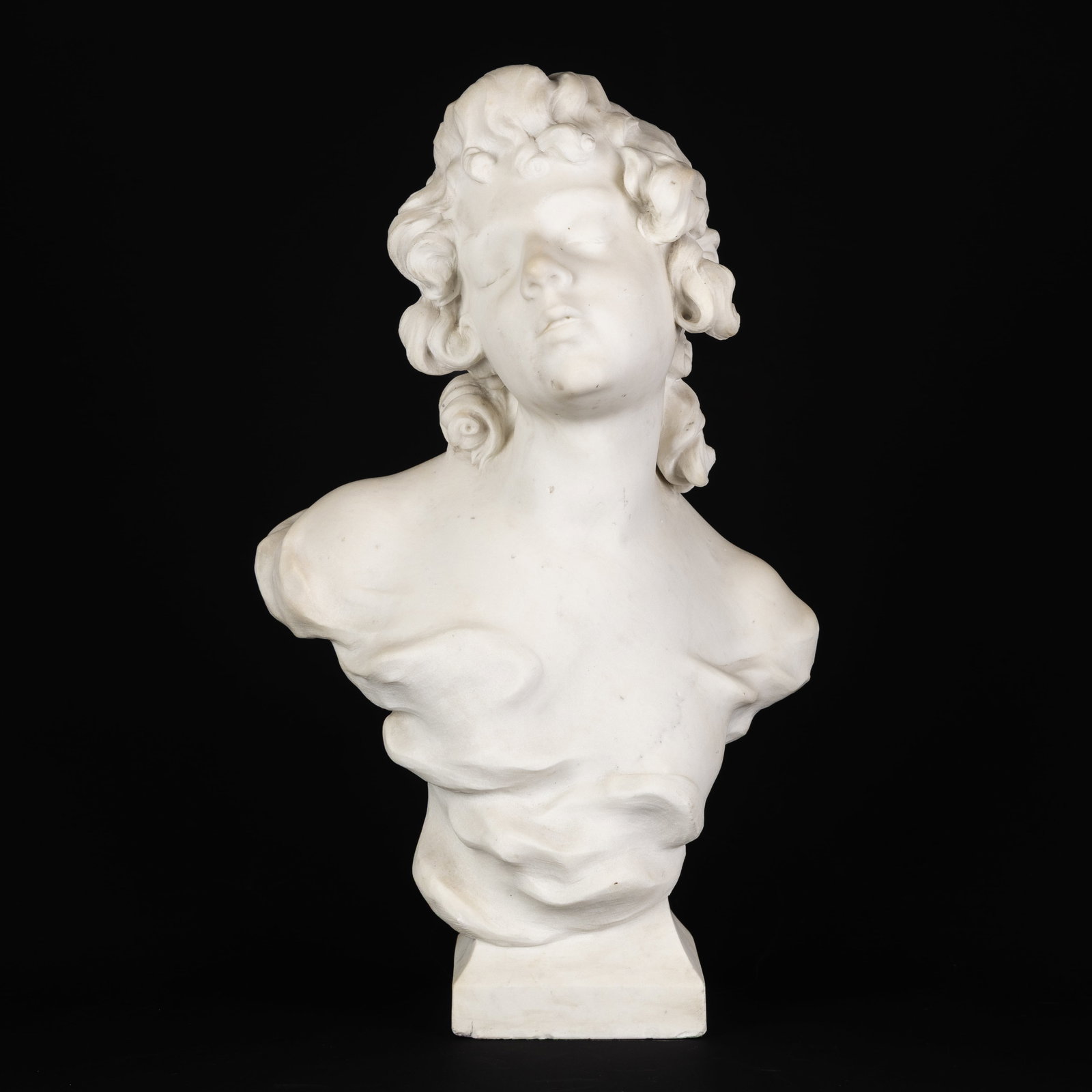 A Bust of a Young Lady, sculptured Carrara marble, circa 1900. (1 of 7)