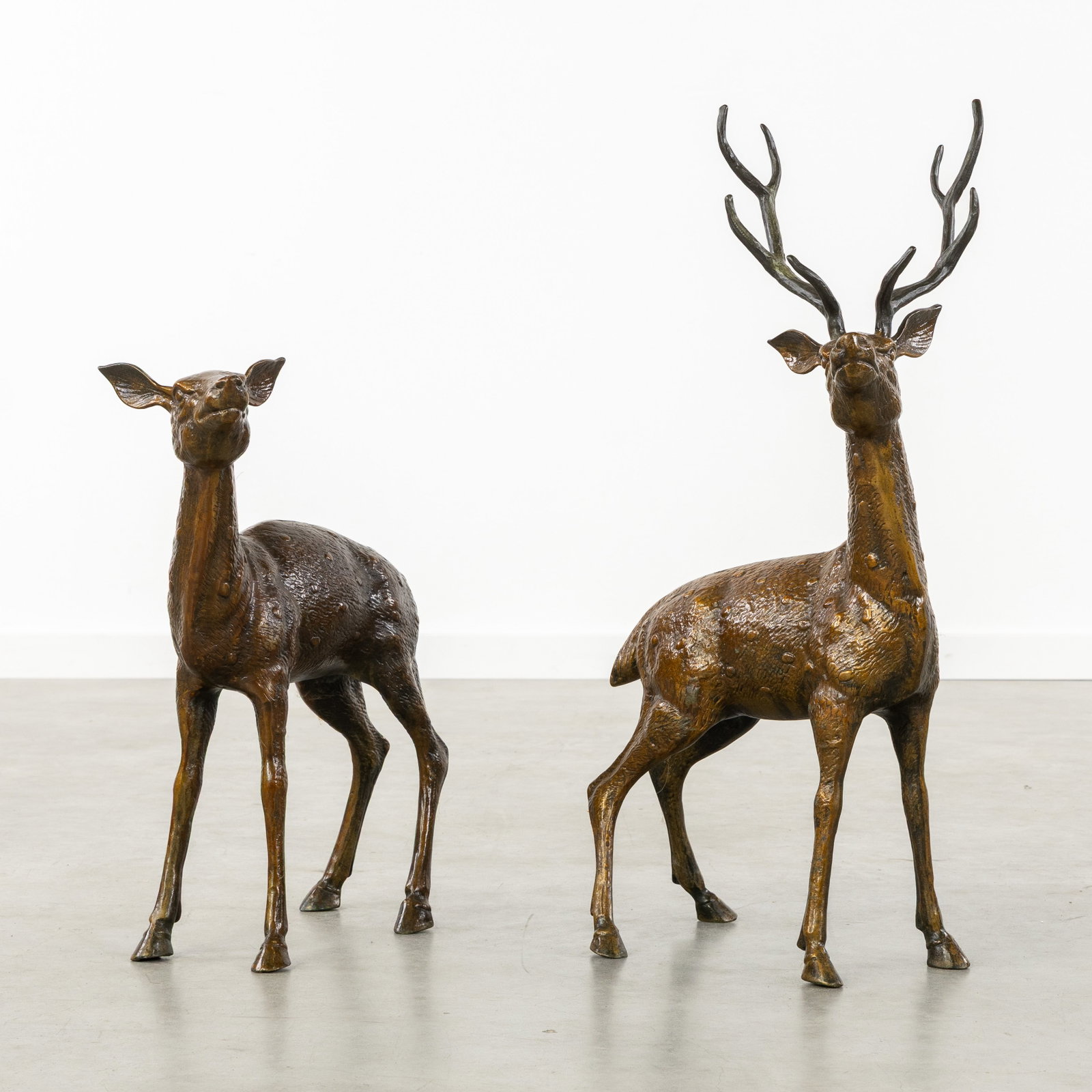 A Pair of bronze deer, Garden statues or sculptures, 20th C. (1 of 7)