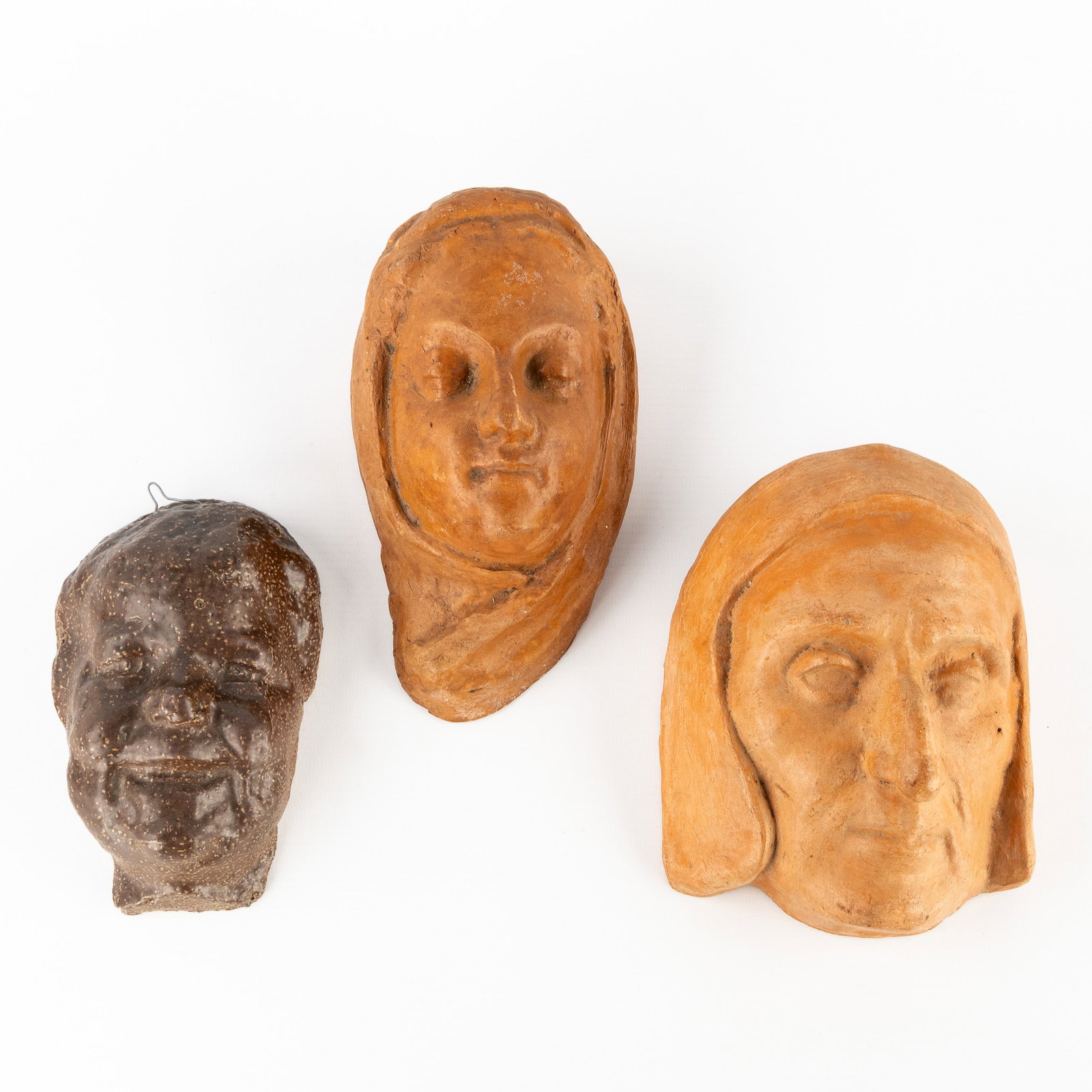 Arthur Craco (1869-1955) Three Masks, with Dante, a Woman's Face, and a Baby, terracotta and (1 of 8)