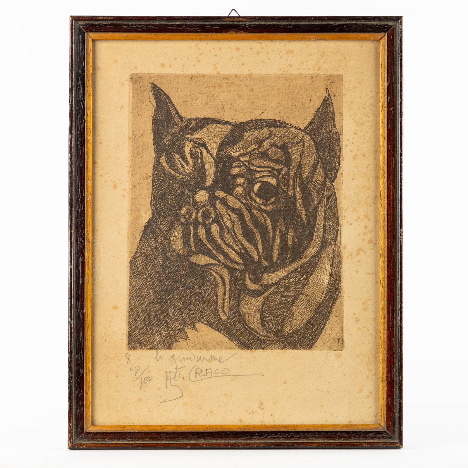 Arthur Craco (1869–1955) 'Le Gendarme' an etching. 30/100. (1 of 4)