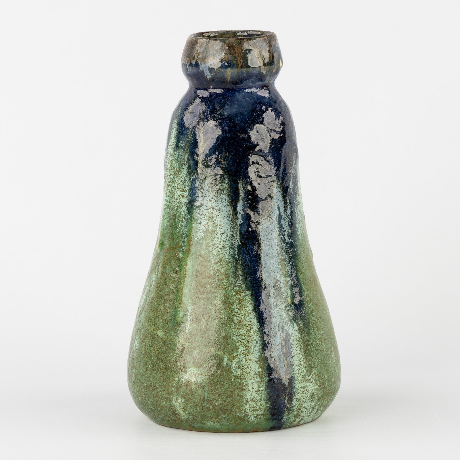 Arthur Craco (1869-1955) a blue-green vase, glazed ceramic, for Frederic (Fritz) Horta, Art Nouveau,: Arthur Craco (1869-1955) a blue-green vase, glazed ceramic, for Frederic (Fritz) Horta, Art Nouveau, circa 1909. Green and blue Glazed ceramic.Signed for Arthur Craco.Marked 'P.F.' for Atelier Frederi