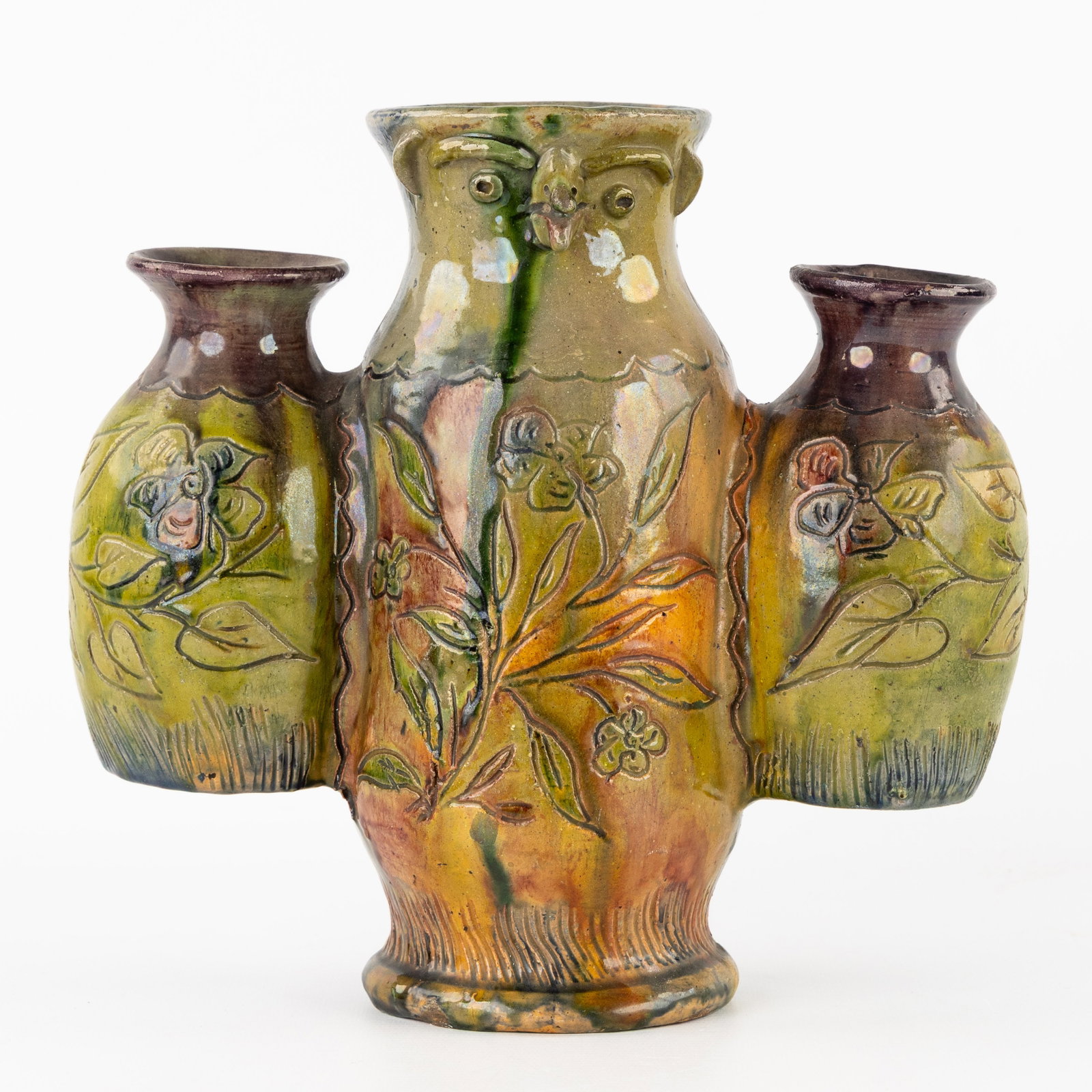 Bredens Pottery, a special figurative vase. Flemish pottery, circa 1900. (1 of 6)