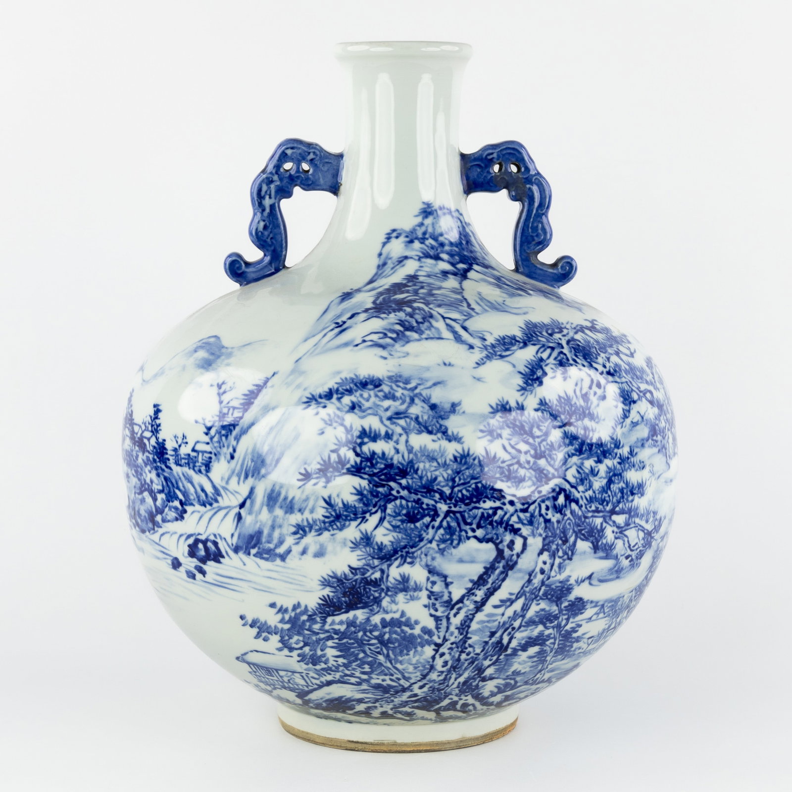 A large Chinese vase with blue and white decoration, Chilong handles. Republic. (1 of 8)