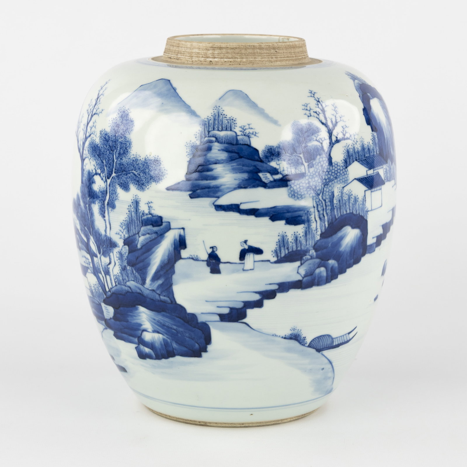 A large Chinese vase with blue and white landscape decoration, 19th/20th C (1 of 7)