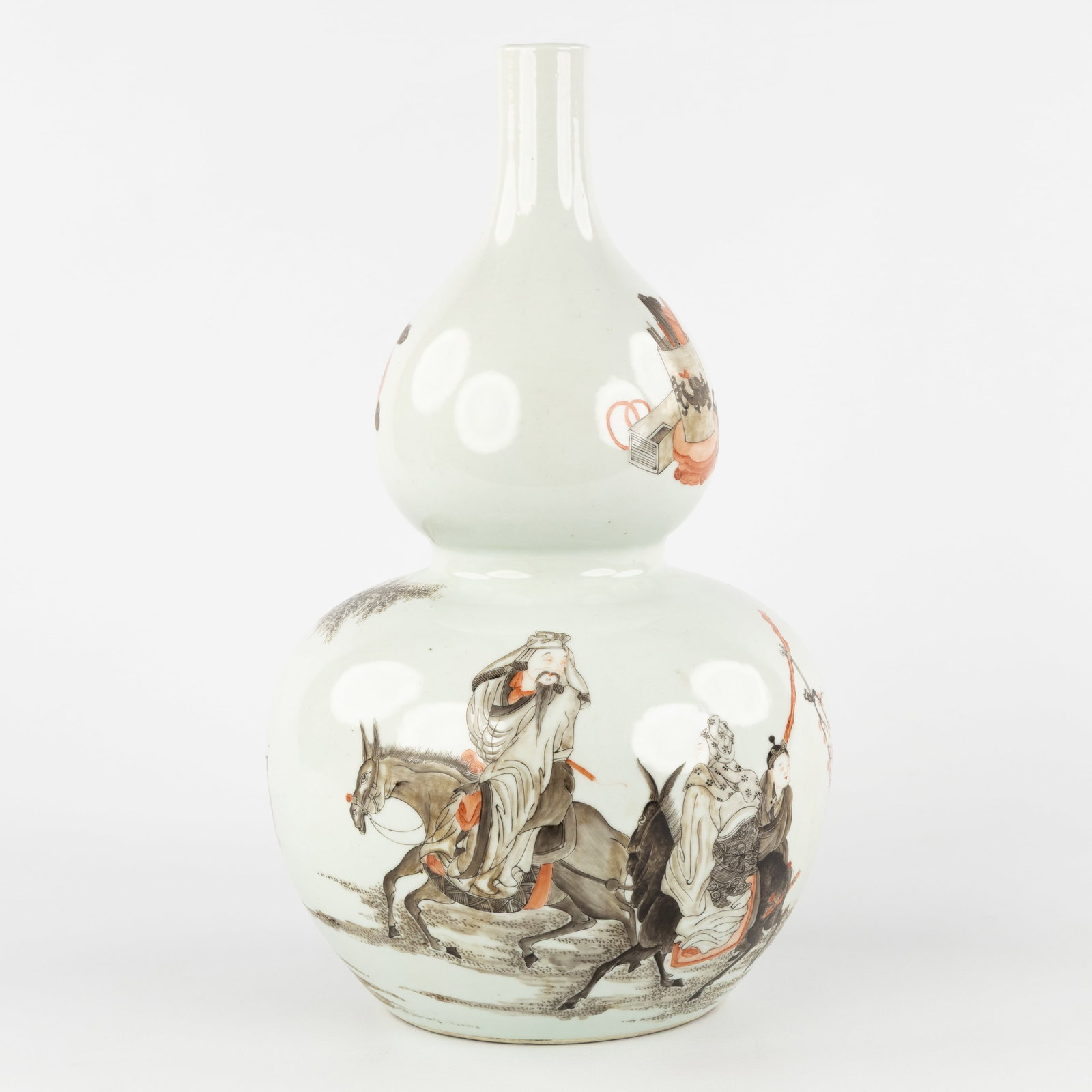 A Chinese Gourd Vase, Wise Man on a Donkey and Antiquities. 19th/20th C. (1 of 8)