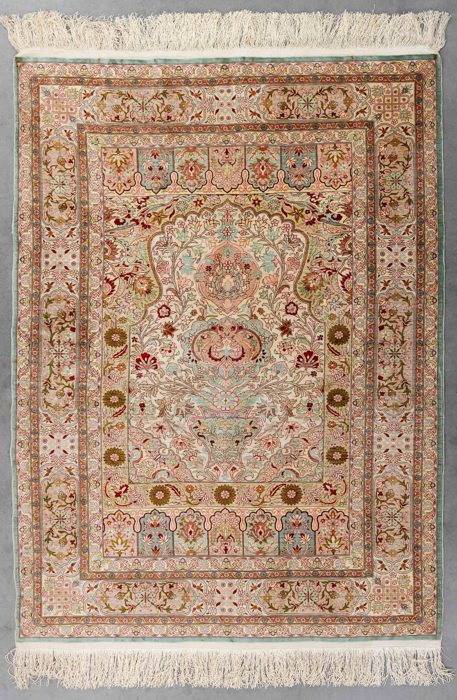 An Oriental handmade carpet, Silk, Hereke, Turkiye (149 x 108 cm). (1 of 7)
