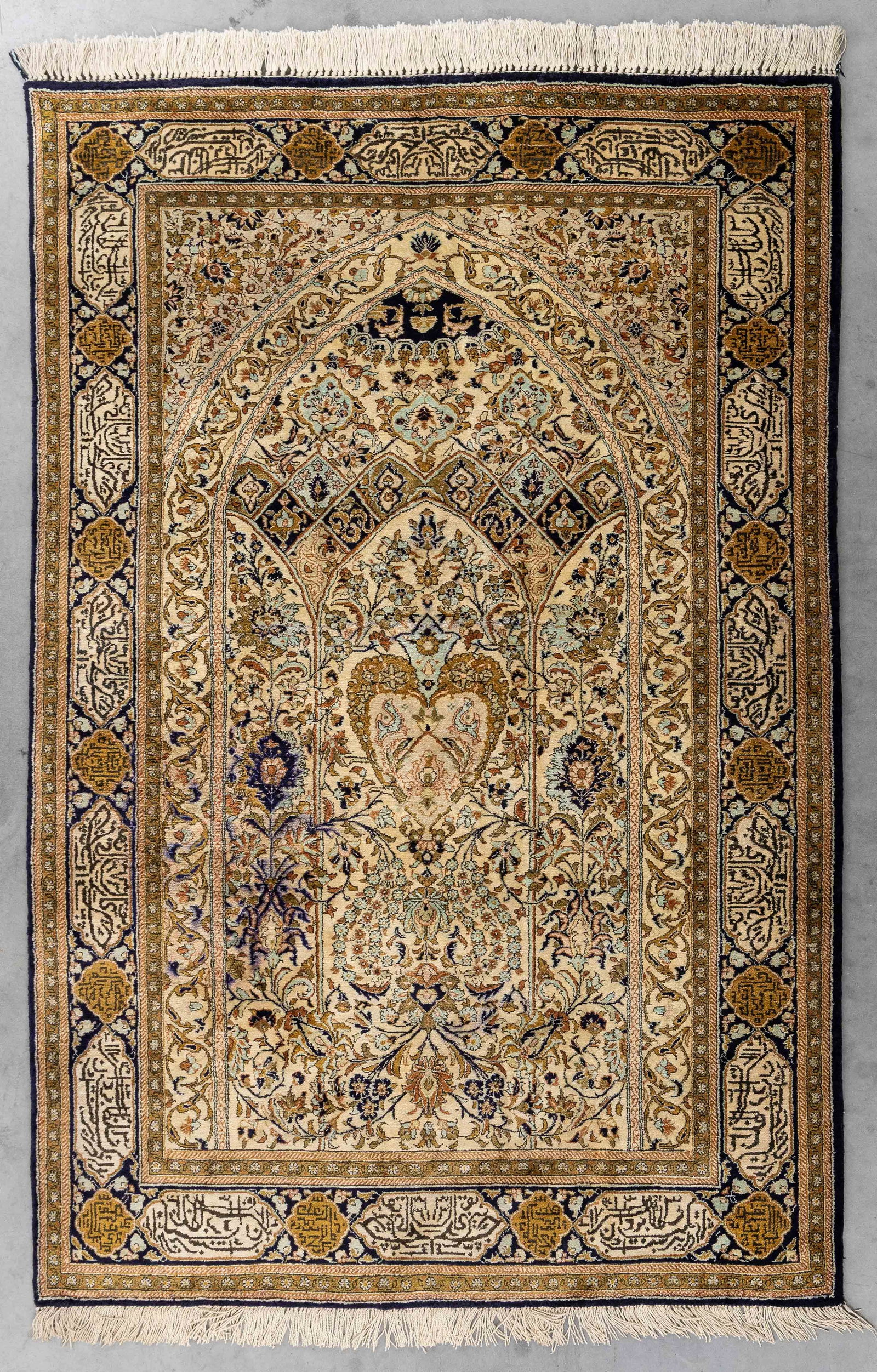 An Oriental hand-made carpet, Silk, Ghoum, Iran (164 x 109 cm). (1 of 4)