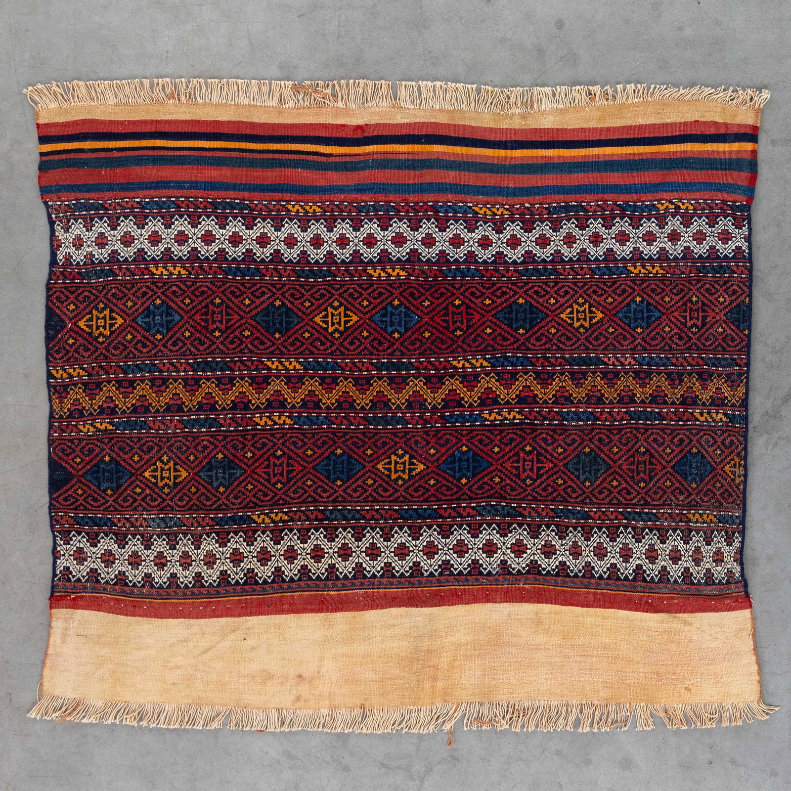An Oriental handmade carpet, Sirjan, Iran (123 x 110 cm). (1 of 5)