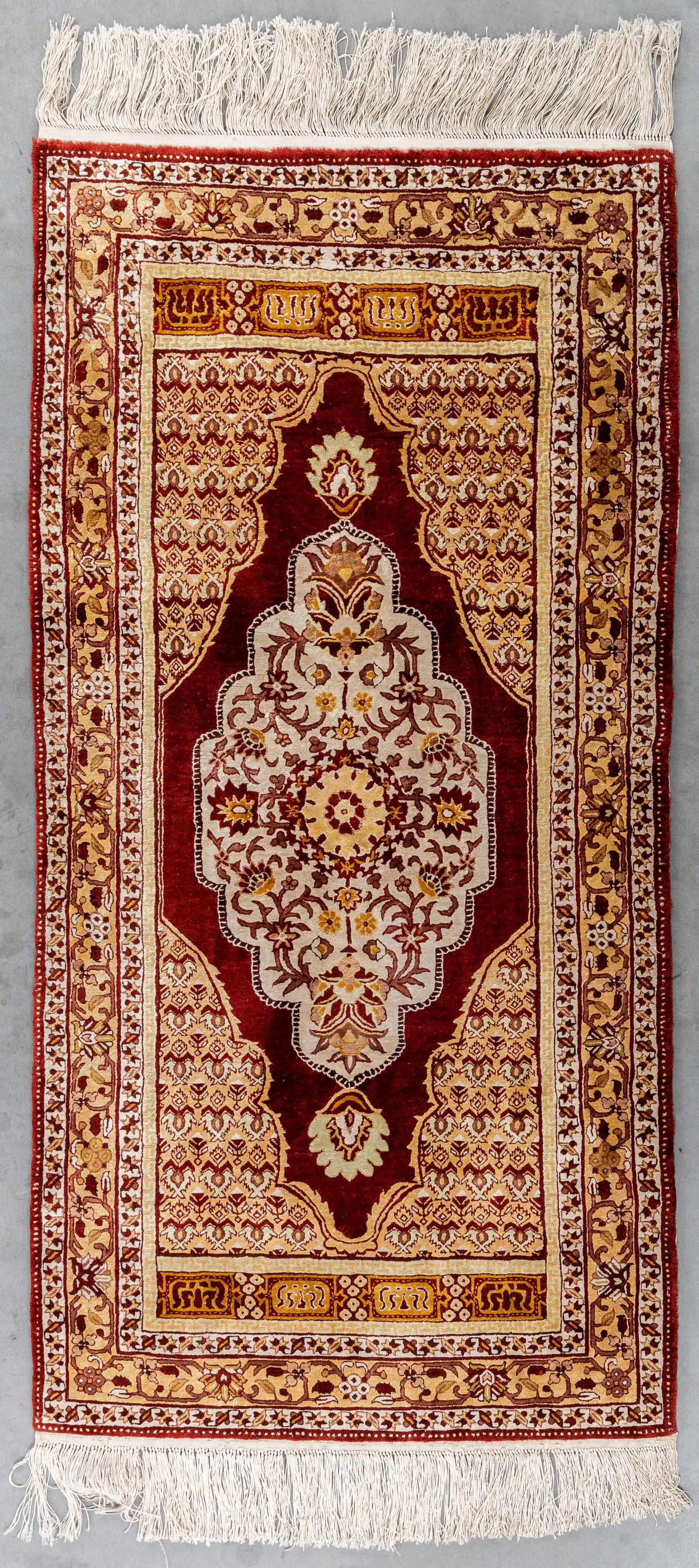 An Oriental handmade carpet, Silk, Anatolia, Turkey (154 x 78 cm). (1 of 5)