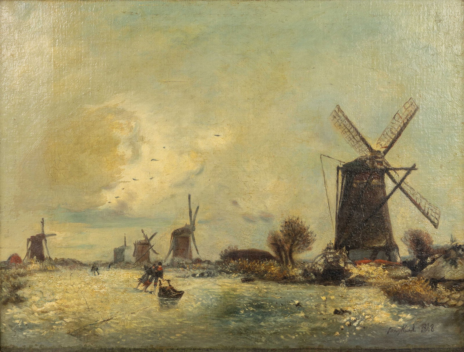 Johan-Barthold Jongkind (1819–1891) ‘Winter Landscape with Windmills’, oil on canv (1 of 10)