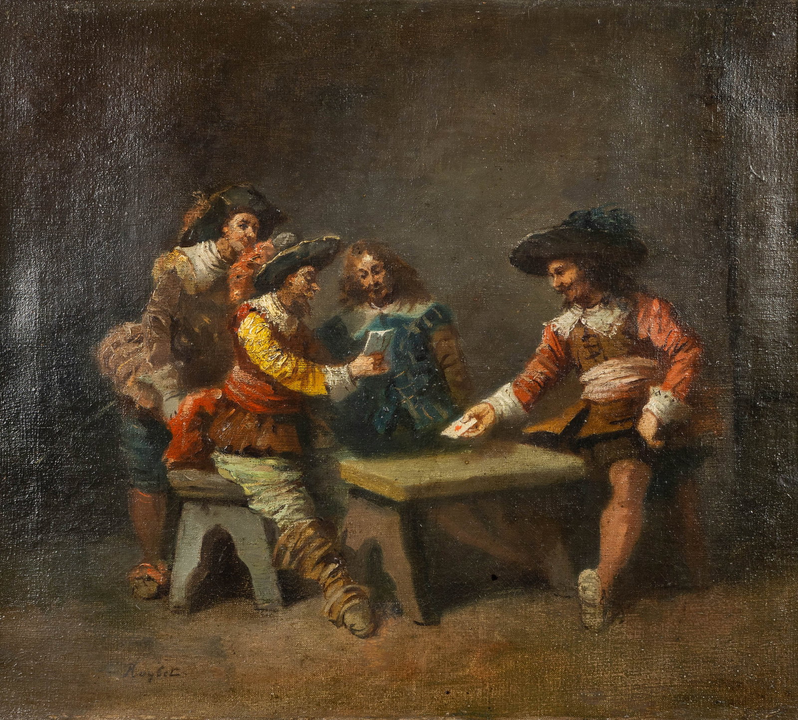 Ferdinand Roybet (1840–1920) 'Playing a Card Game’, oil on canvas: Ferdinand Roybet (1840–1920) 'Playing a Card Game’, oil on canvas A painting, oil on canvas. Signed ‘Roybet’ in the lower left corner. (69 x 73 cm)l Dimensions: (W:4