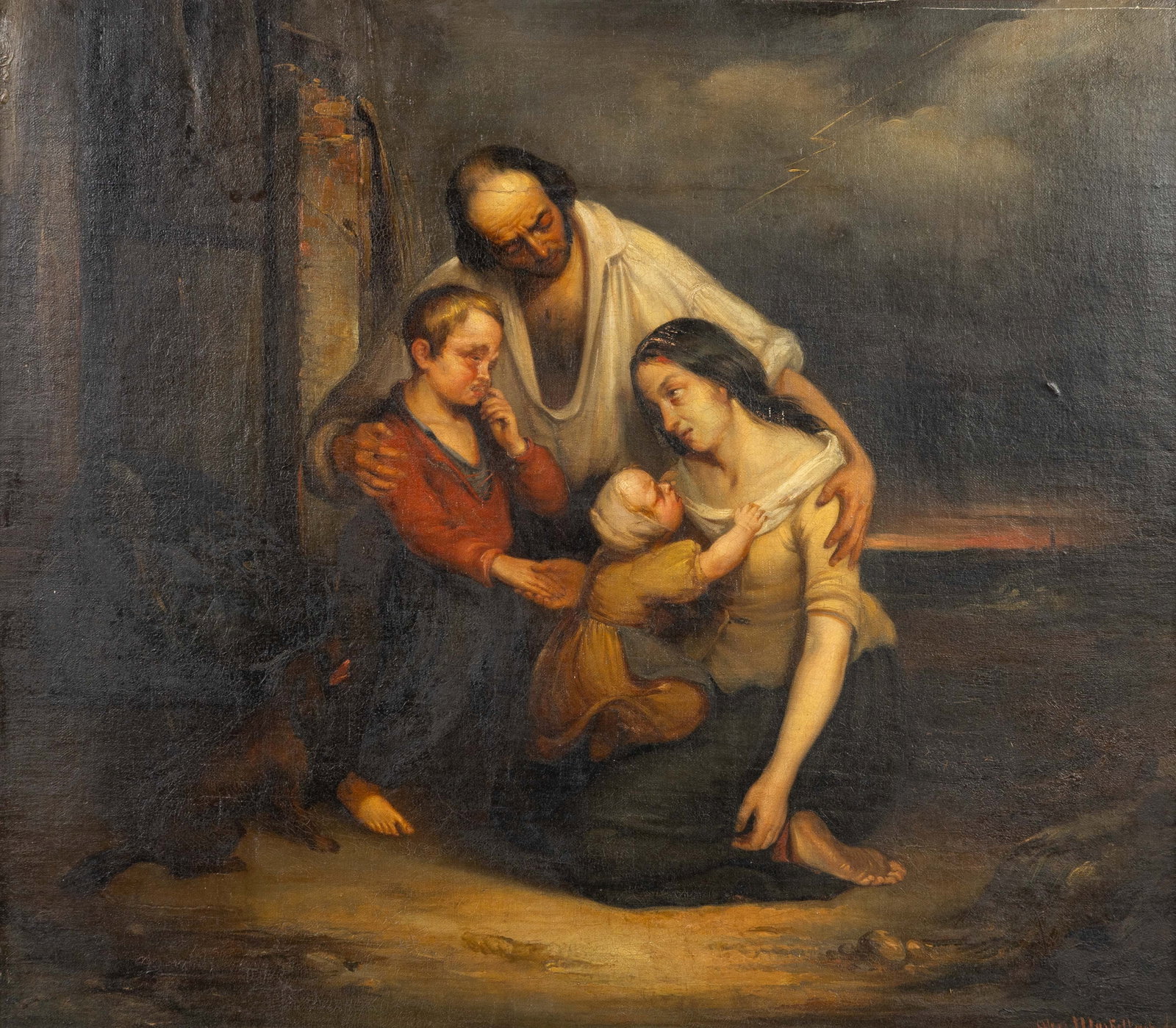 Alexandre Markelbach (1824–1906) ‘The Farewell’, oil on canvas. 19th C.: Alexandre Markelbach (1824–1906) ‘The Farewell’, oil on canvas. 19th century. A painting, oil on canvas.Signed lower right, ‘Alex Markelbach Fecit’. Late 19th centur