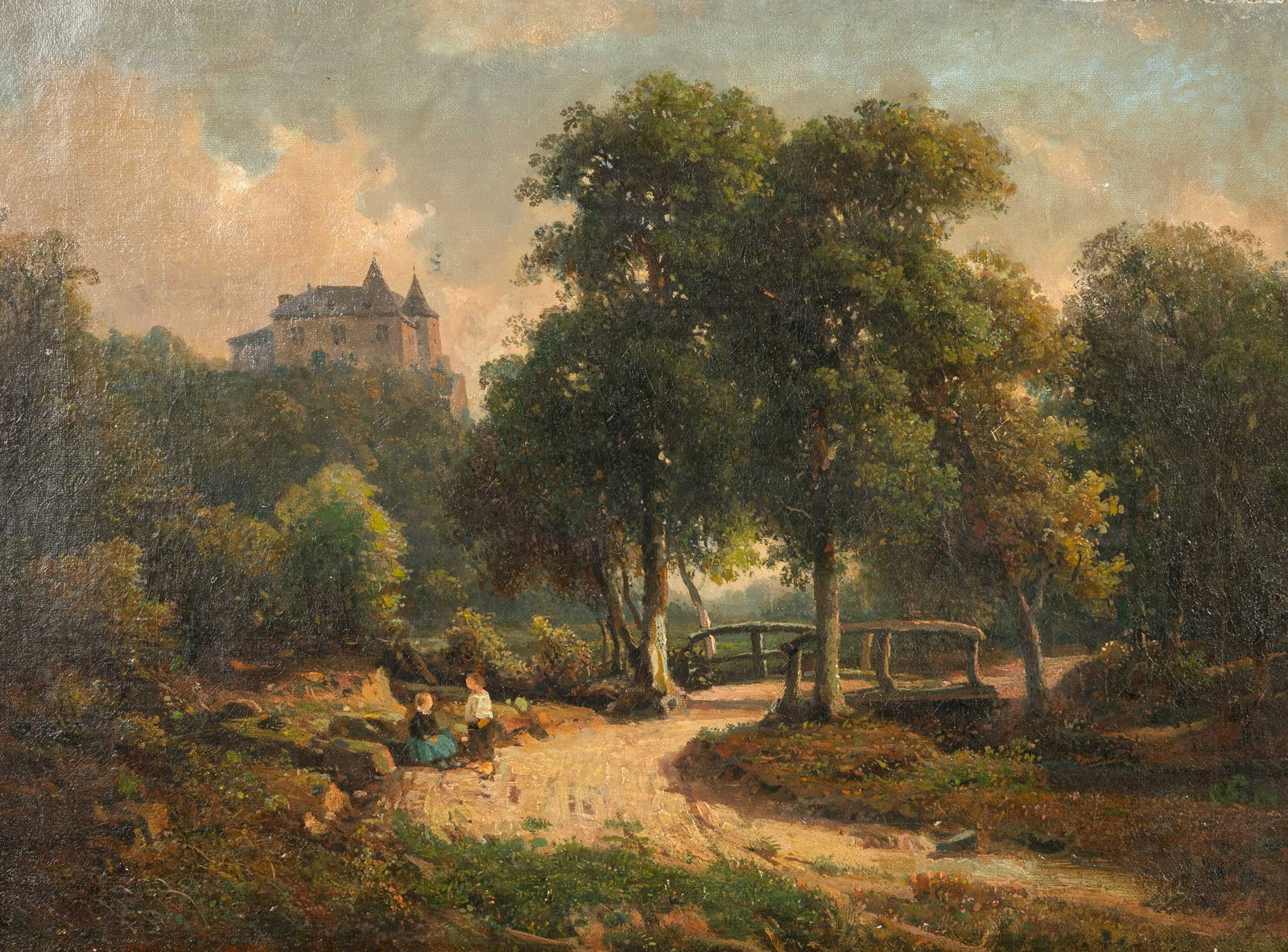 Heinrich Koch (1806–1893) ‘Landscape with a Castle and Figures’, oil on canvas. 19 (1 of 5)