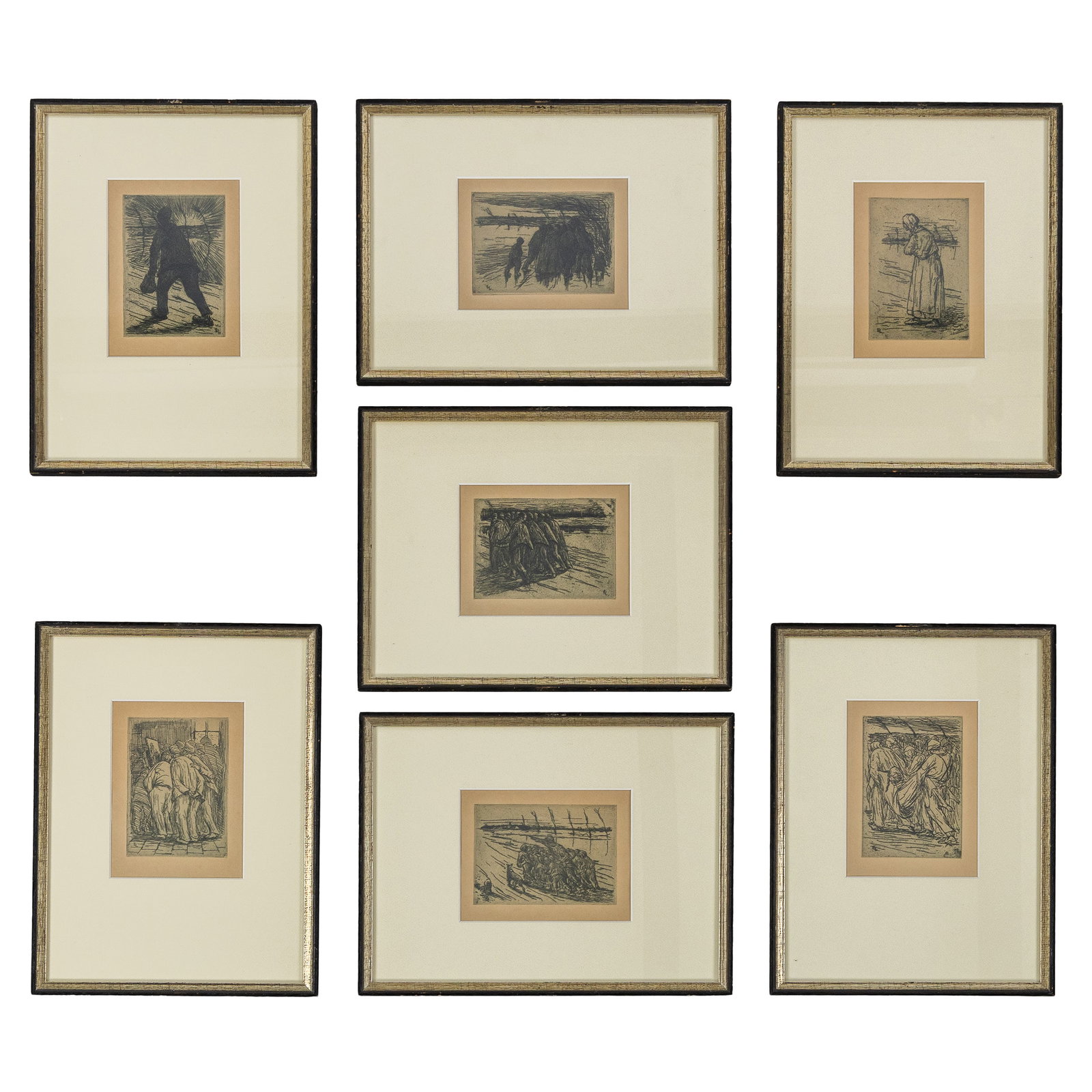 Eugène Laermans (1864-1940) a set of seven etchings. (1 of 9)