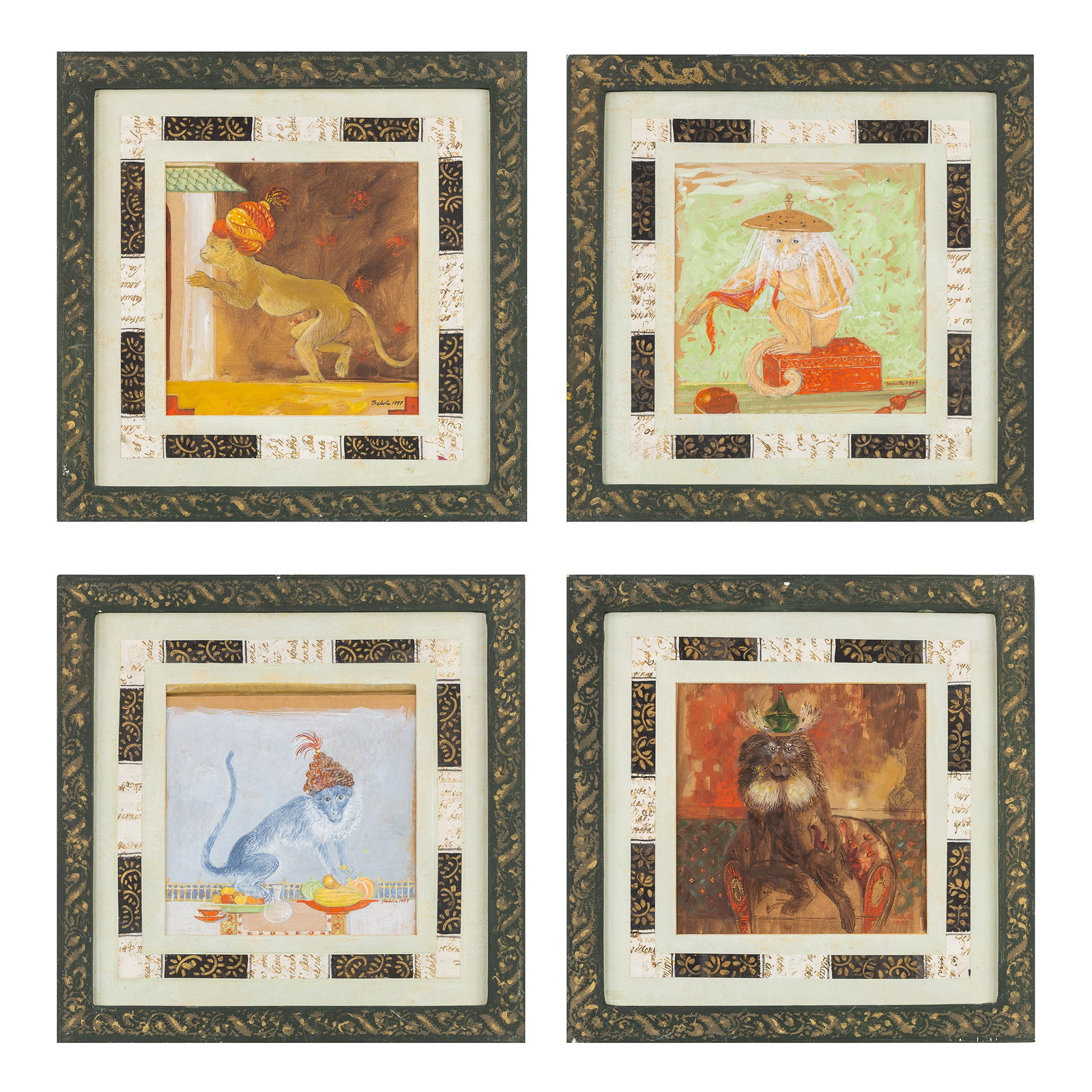 Bebelle (1946–2024) “L'Arche De Noé”, four paintings, oil on paper. (1997) (1 of 10)