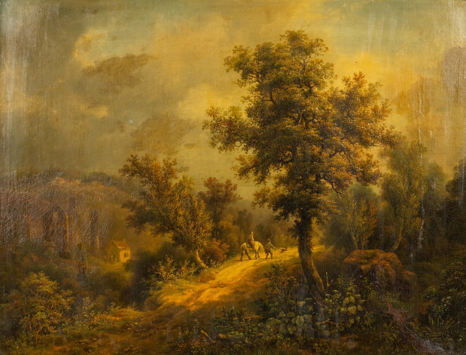 J. Van Hoock (XIX) 'Landscape', oil on canvas (1870).: J. Van Hoock (XIX) 'Landscape', oil on canvas (1870). Oil on canvas.Signed and dated lower right. (73 x 87 cm) Dimensions: (W:68 x H:50 cm) The absence of a condition report does not imply a perfect i