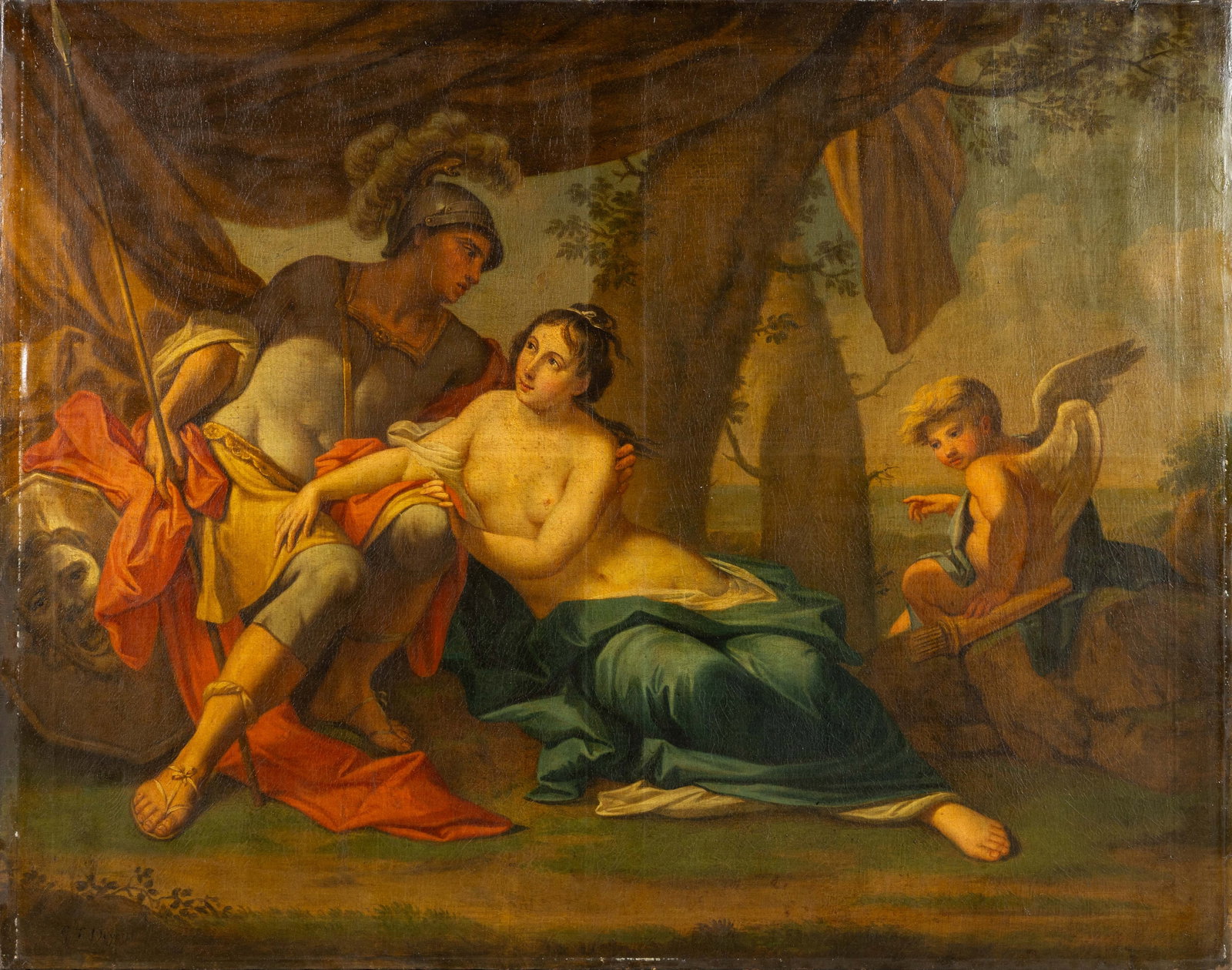Gabriel François Doyen (1726-1806) 'Mars, Venus and Cupid', oil on canvas, 18th C. (1 of 8)