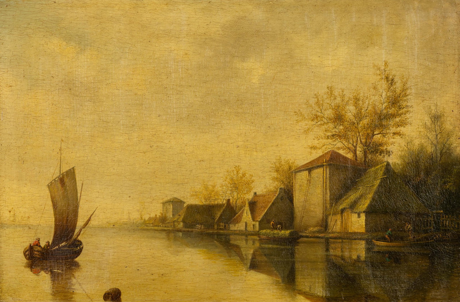 Dutch School, a painting “Marine”, oil on panel. 18th/19th century.: Dutch School, a painting “Marine”, oil on panel. 18th/19th century. Unsigned. (53 x 67 cm) Dimensions: (W:41 x H:29 cm) The absence of a condition report does not imply a perfect item. Ple