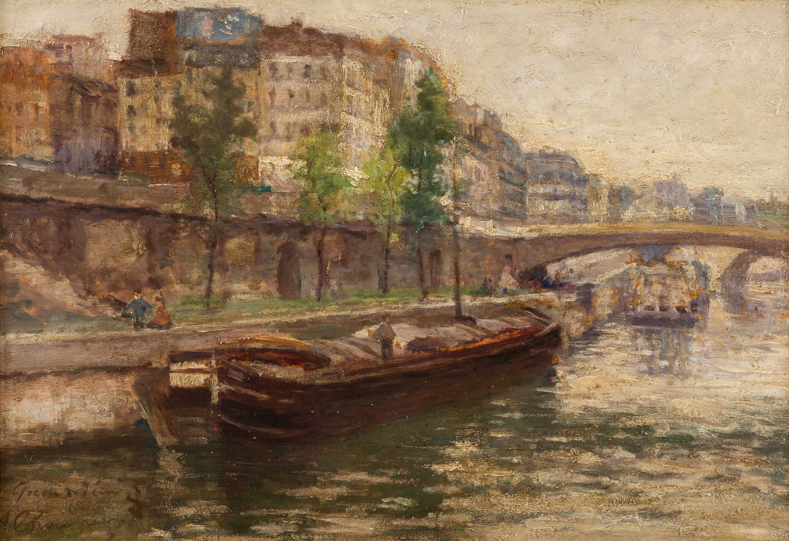 Fernand Alkan-Lévy (1870-1941) 'Pont sur la Seine à Paris', oil on panel. (1 of 5)