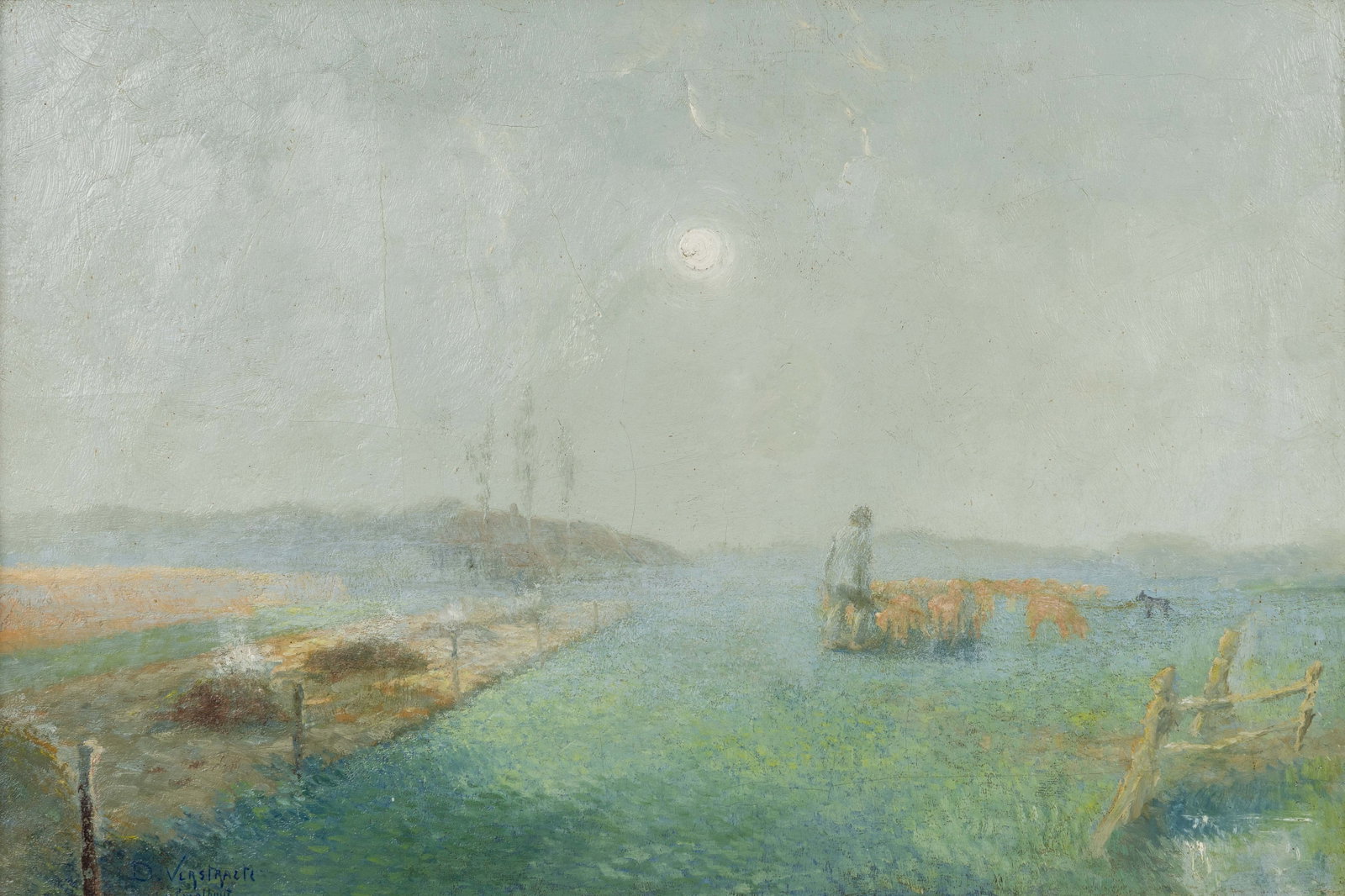 Theodoor Verstraete (1850–1907) ‘Kalmthoutse Heide’, oil on canvas: Theodoor Verstraete (1850–1907) ‘Kalmthoutse Heide’, oil on canvas A painting, oil on canvas.Signed lower left and marked ‘Calmthout’. (53 x 73 cm) Dimensions: (W:6