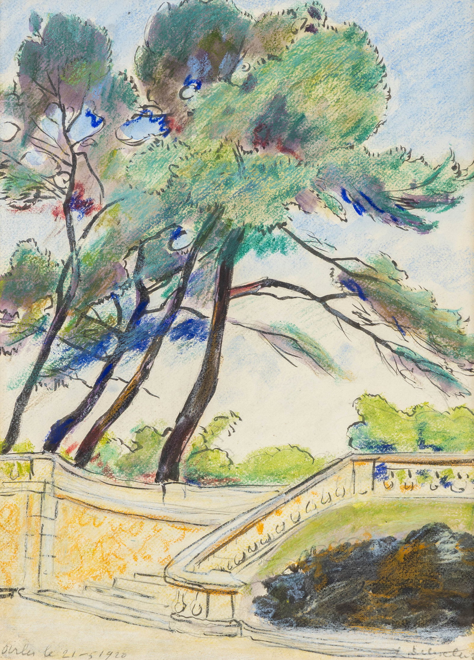 Jean Delescluse (1871–1947) 'Arles', mixed media on paper. (1920) (1 of 5)