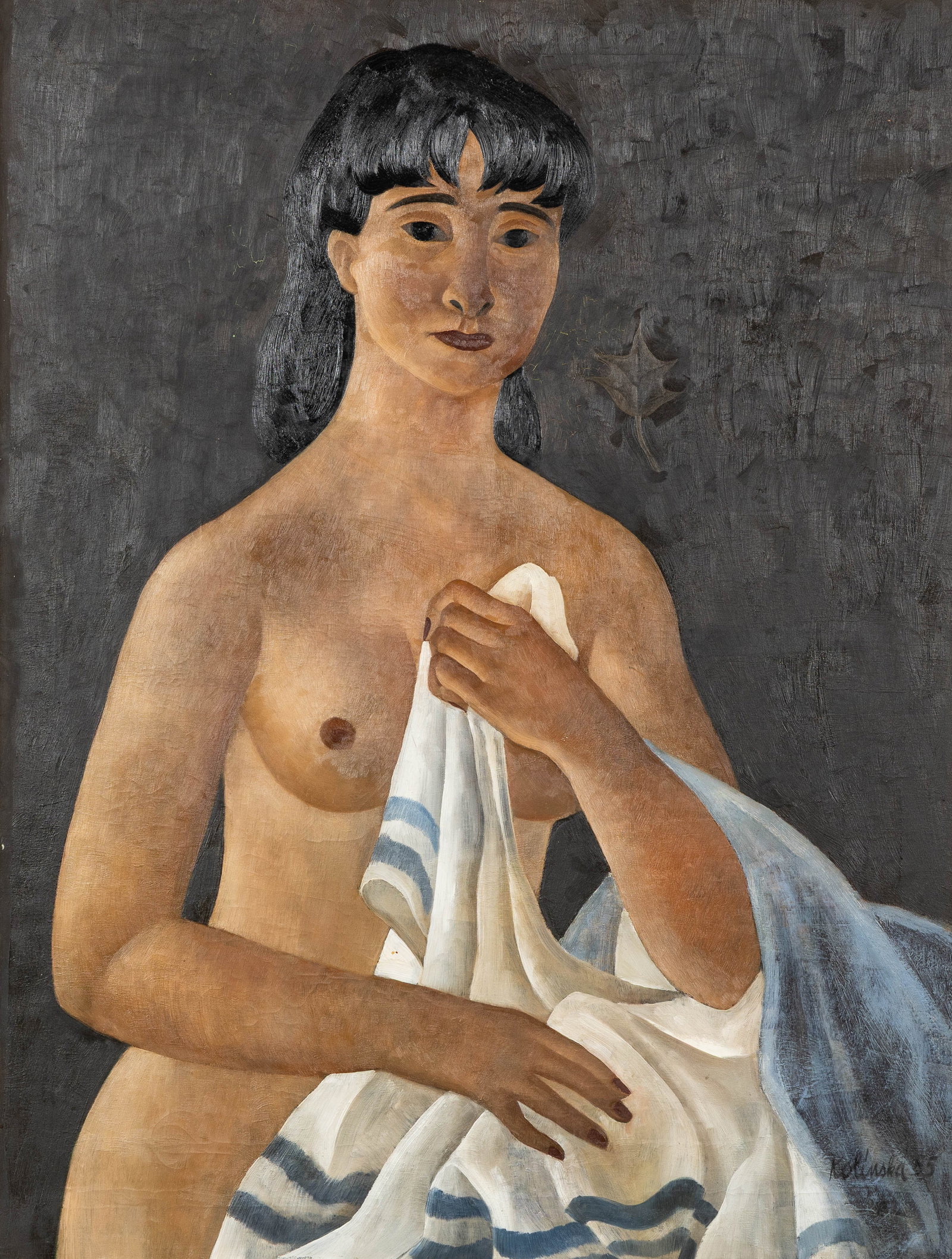 Czech School: Jitka Kolinska (1930–1992) ‘Autoportrait’, oil on canvas. (1955) (1 of 5)