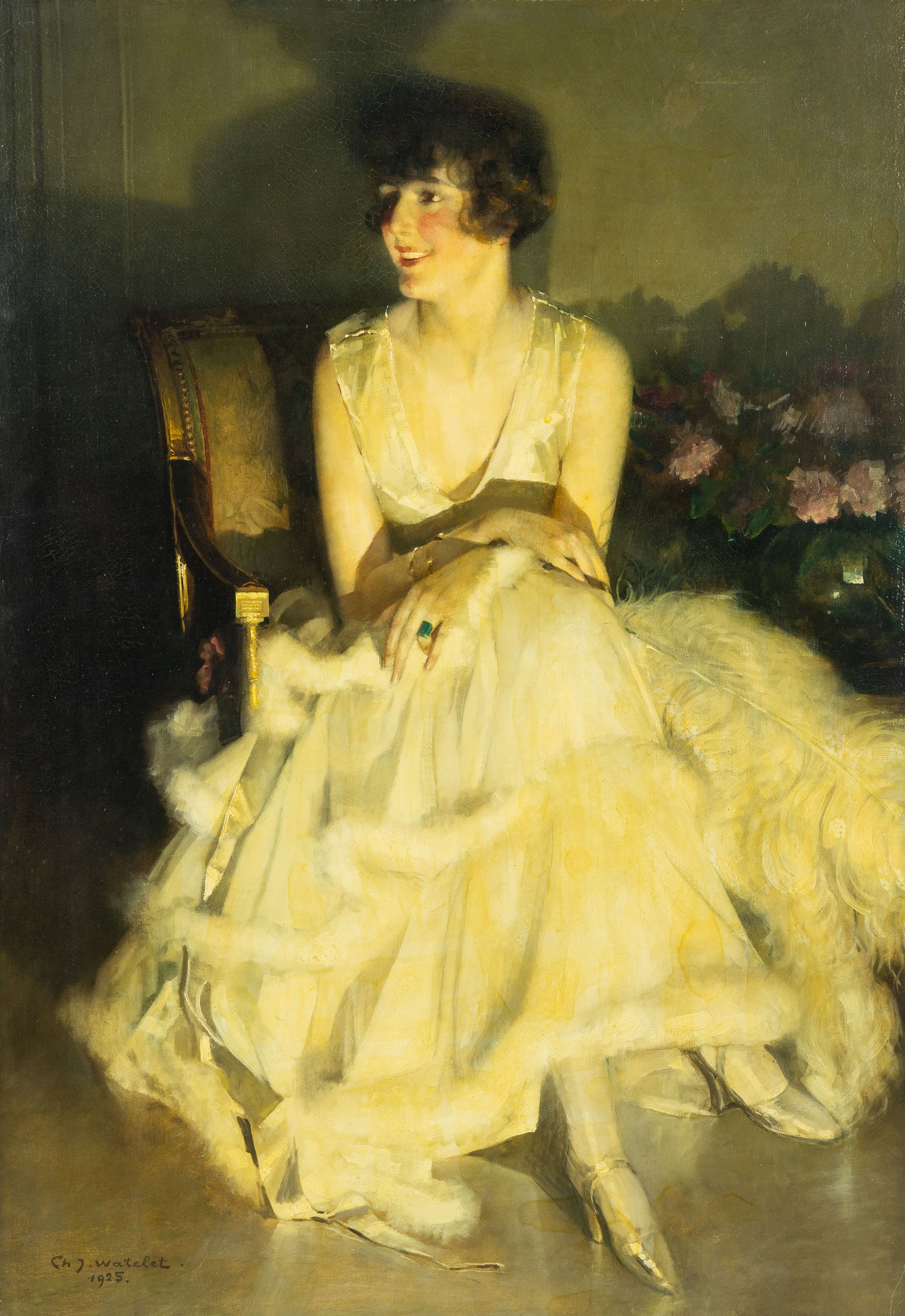 Charles Watelet (1867–1954) ‘Lady in a White Dress’, oil on canvas (1925) (1 of 5)