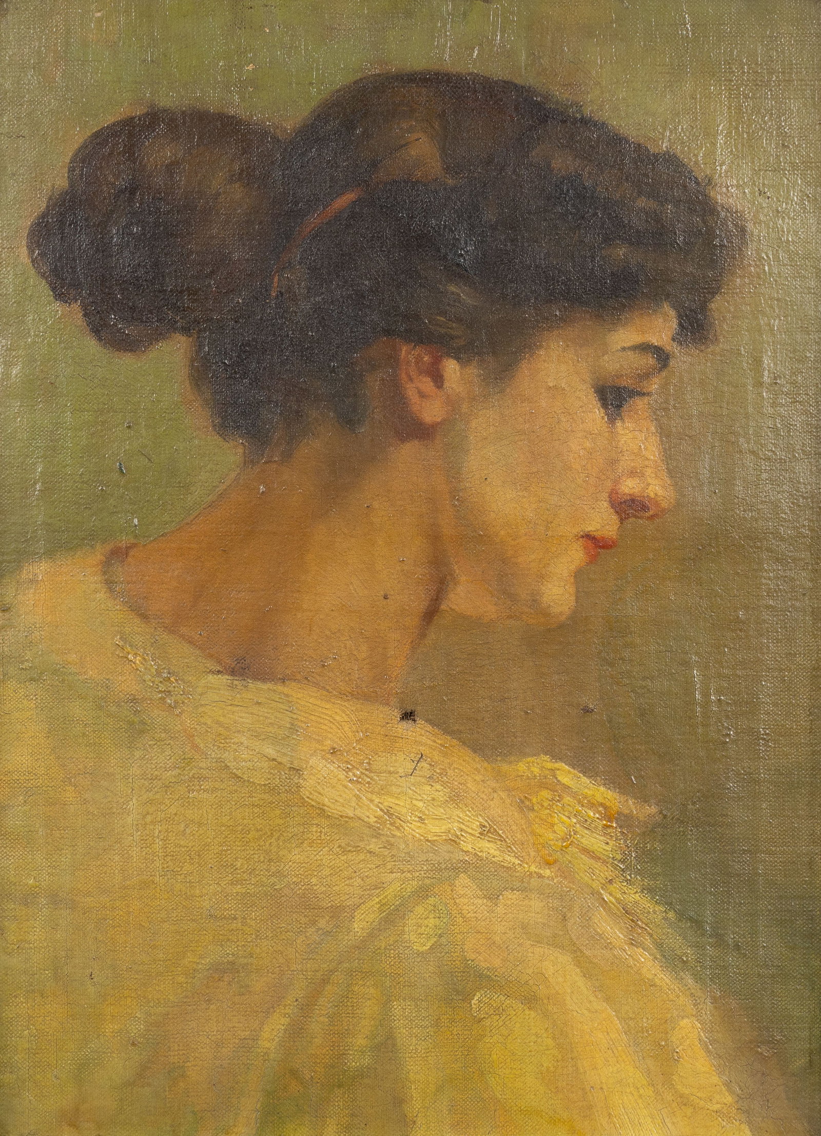 An antique painting, ‘Portrait of a Young Lady’, oil on canvas. 19th C. (1 of 5)