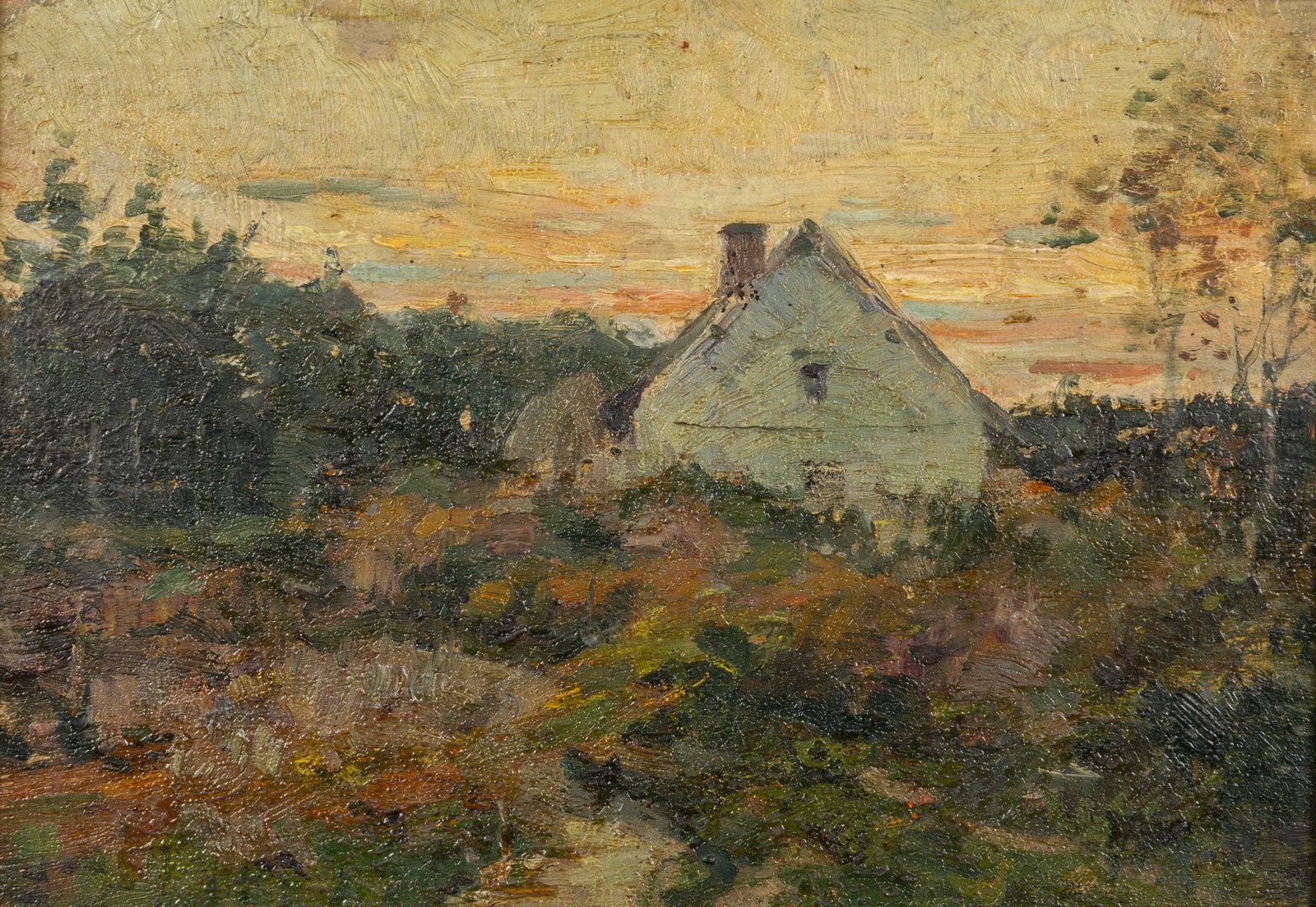 Auguste Breughelmans (1869–1918)(attr.) ‘Farmhouse’, oil on panel.  (1 of 4)