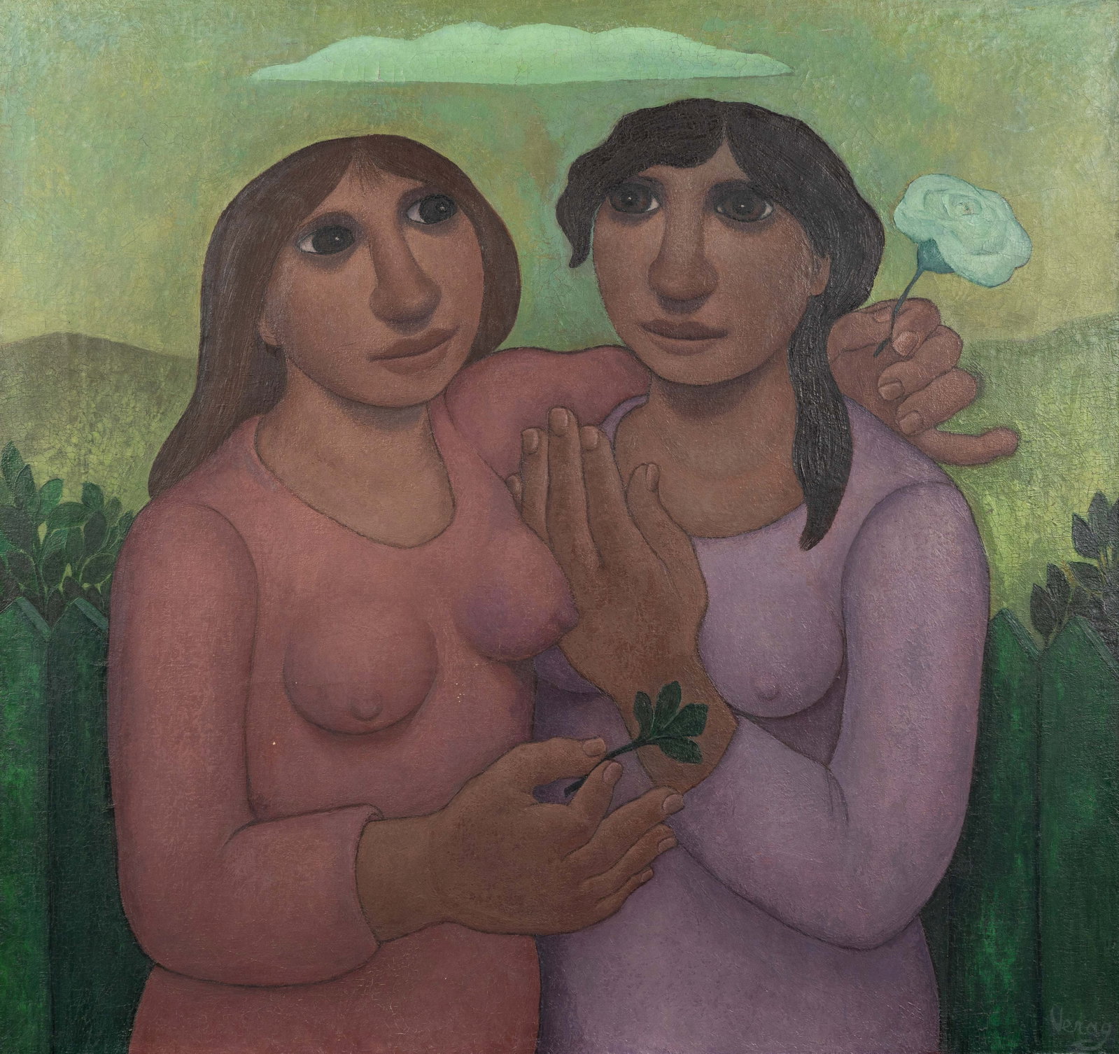 Lucienne Verag (1914–1994) 'Devant La Pallisade', oil on canvas. (1 of 6)