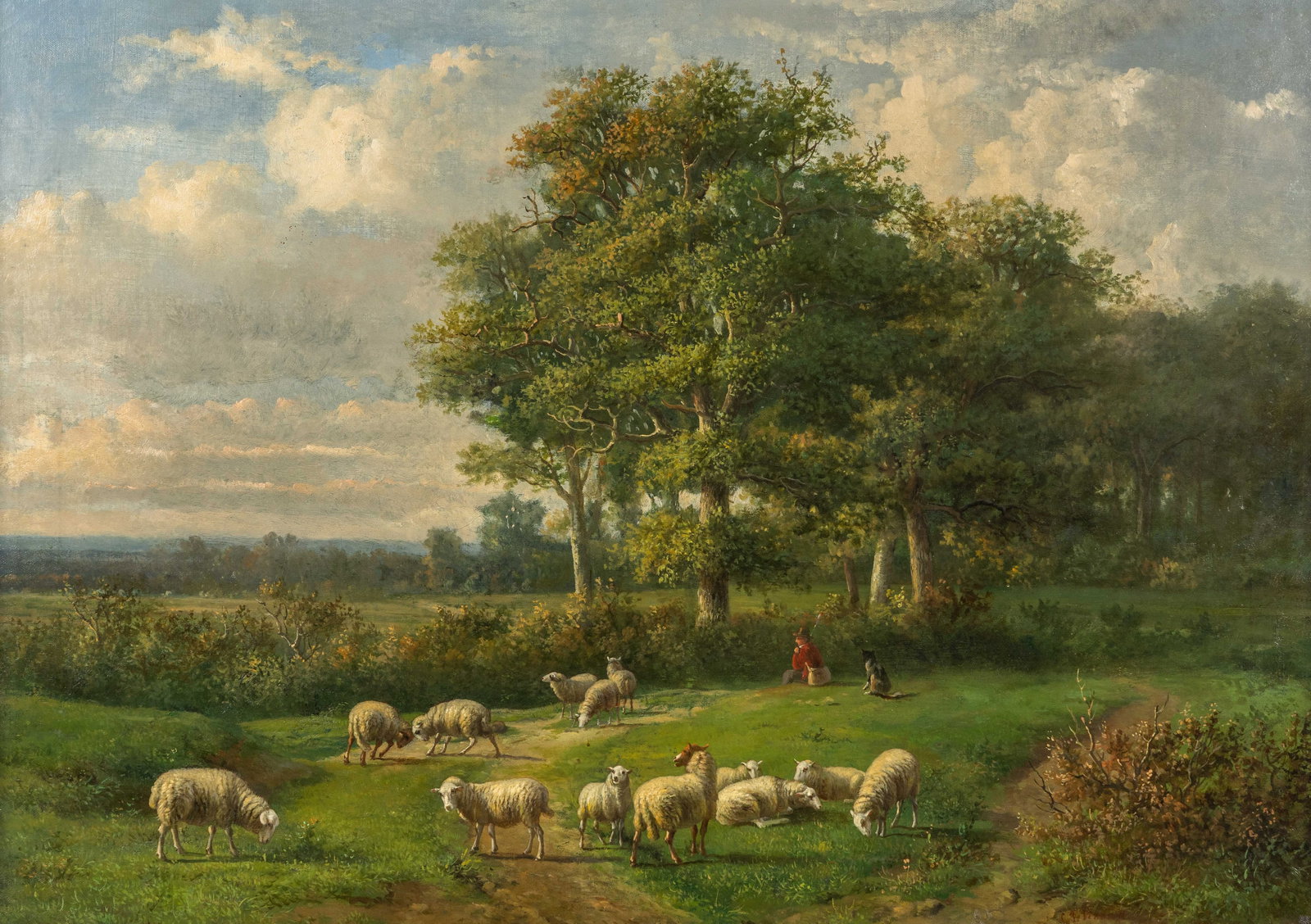 Louis Pierre Verwee (1807-1877) 'Shepherd with Sheep', oil on canvas.: Louis Pierre Verwee (1807-1877) 'Shepherd with Sheep', oil on canvas. Oil on canvas.Signed lower right. (90 x 115 cm) Dimensions: (W:92 x H:65 cm) The absence of a condition report does not imply a pe