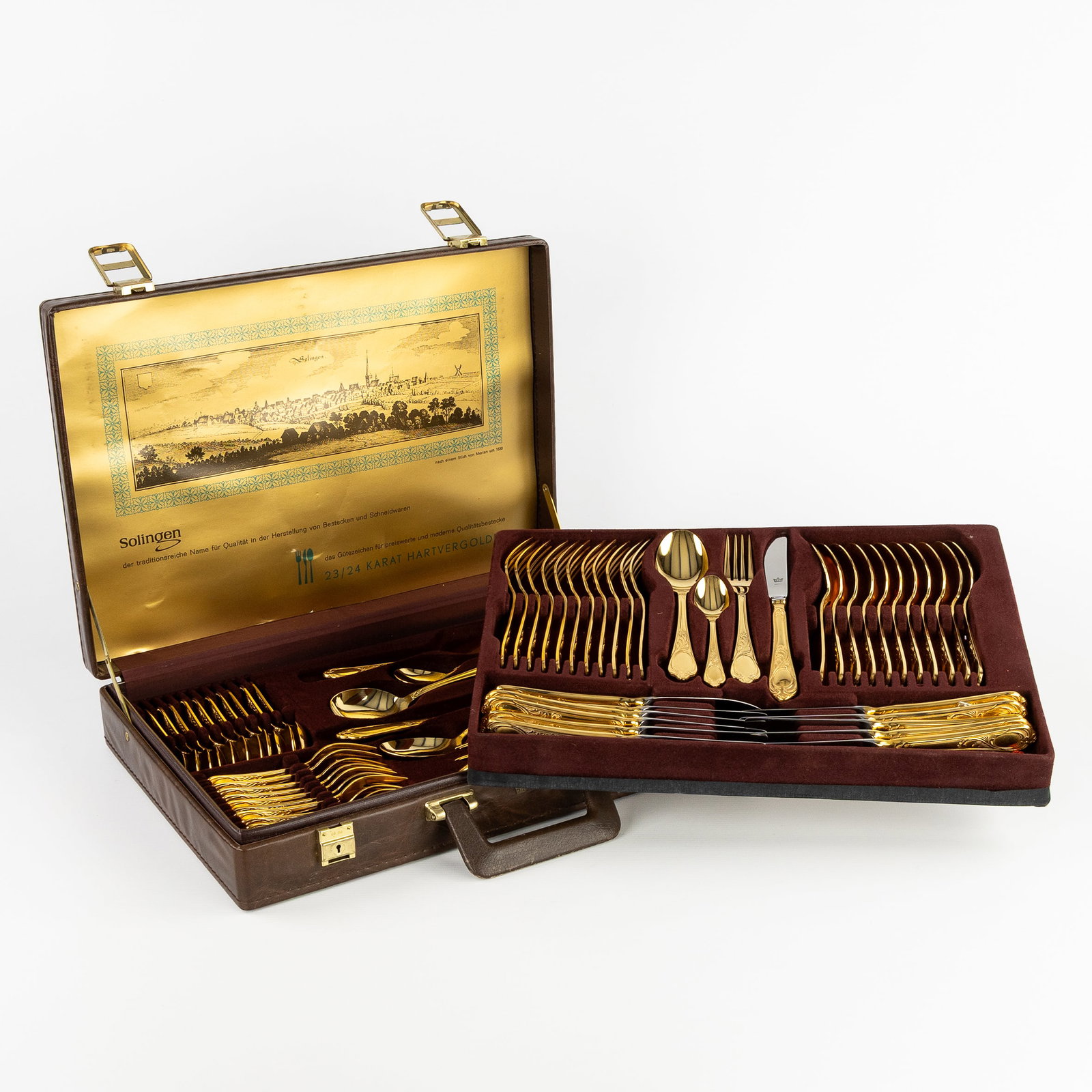 Collection SBS Solingen, 70-piece Flatware Cutlery Set, Gold-plated, Louis XV model, in a case, Germ (1 of 4)