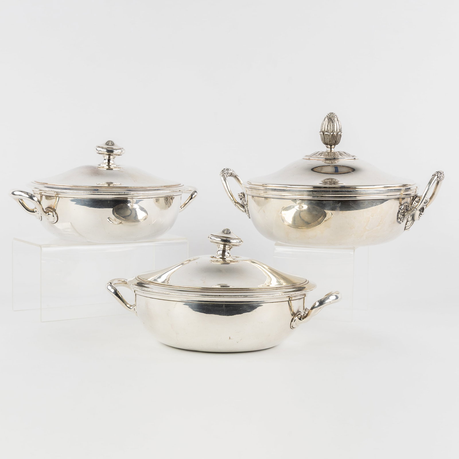 Christofle, Malmaison and others, A Collection of three tureens, silver-plated metal. (1 of 9)
