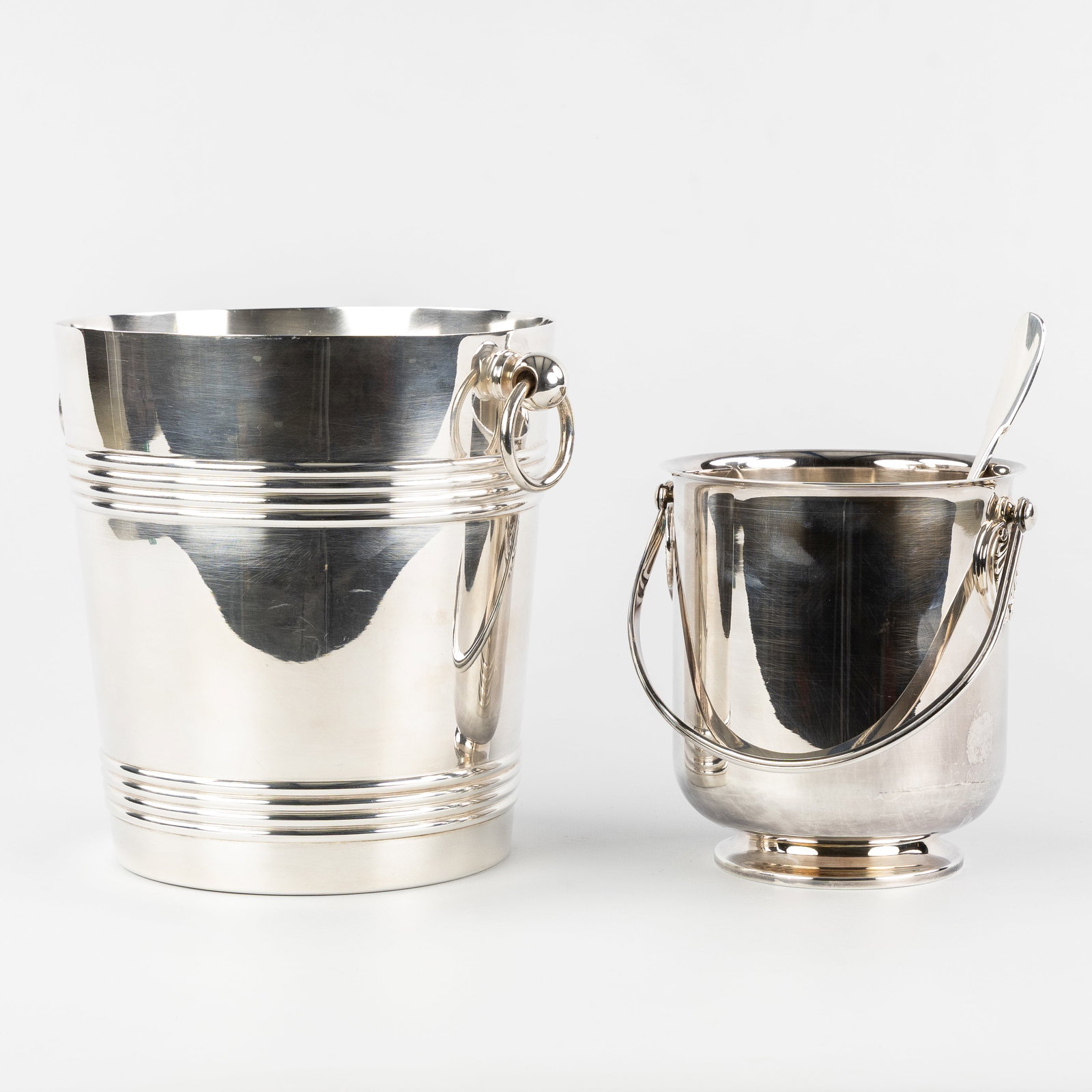 Christofle, Gallia, Biarritz and Omerson, a champagne bucket and an ice bucket with a spoon, silver- (1 of 10)