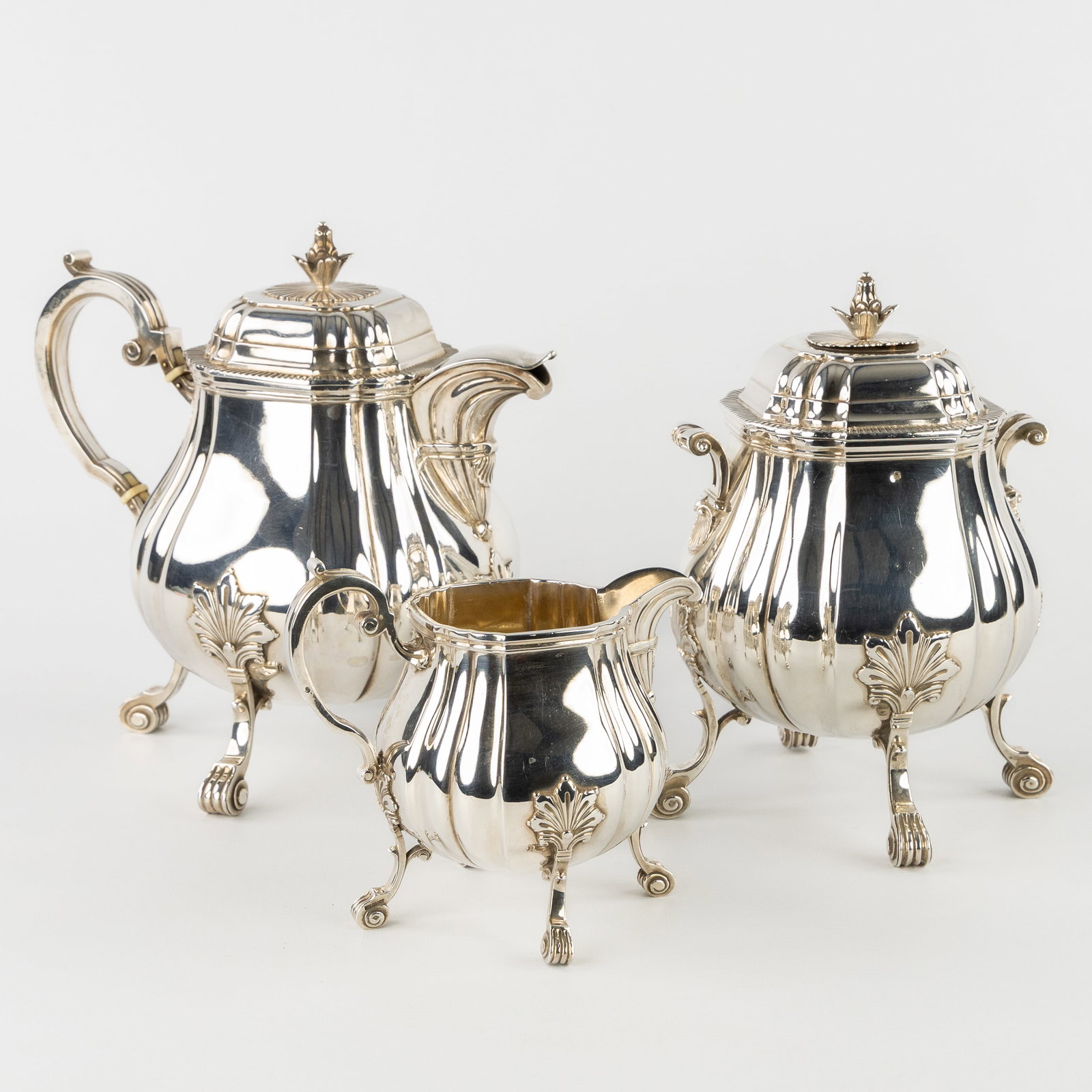 Maison Odiot, a three-piece silver coffee service, Louis XIV style, France, circa 1894-1906. Silver, (1 of 11)