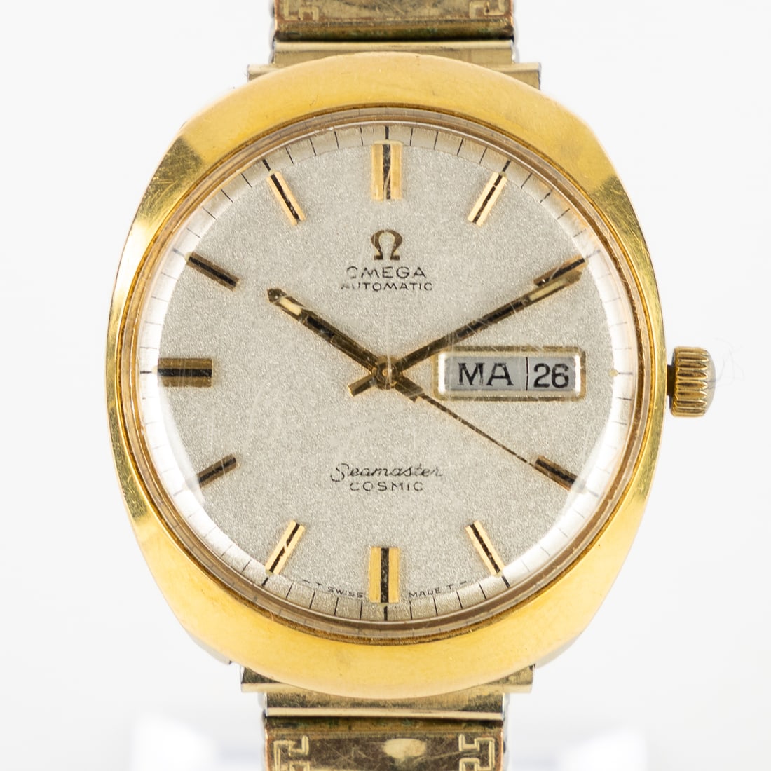 Omega Seamaster Cosmic, a men's wristwatch. Gold-plated metal.: Omega Seamaster Cosmic, a men's wristwatch. Gold-plated metal. A men's wristwatch. Acrylic glassOriginal crownDiameter without crown: 35mm. Includes Fixoflex bracelet, 1040. Model 166035 - calibre 752
