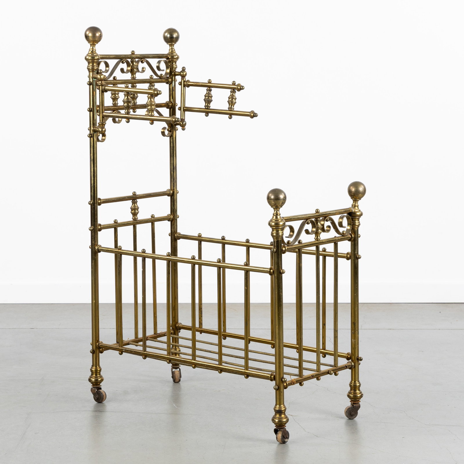 A Victorian brass doll bed or cradle, England, circa 1900. (1 of 8)