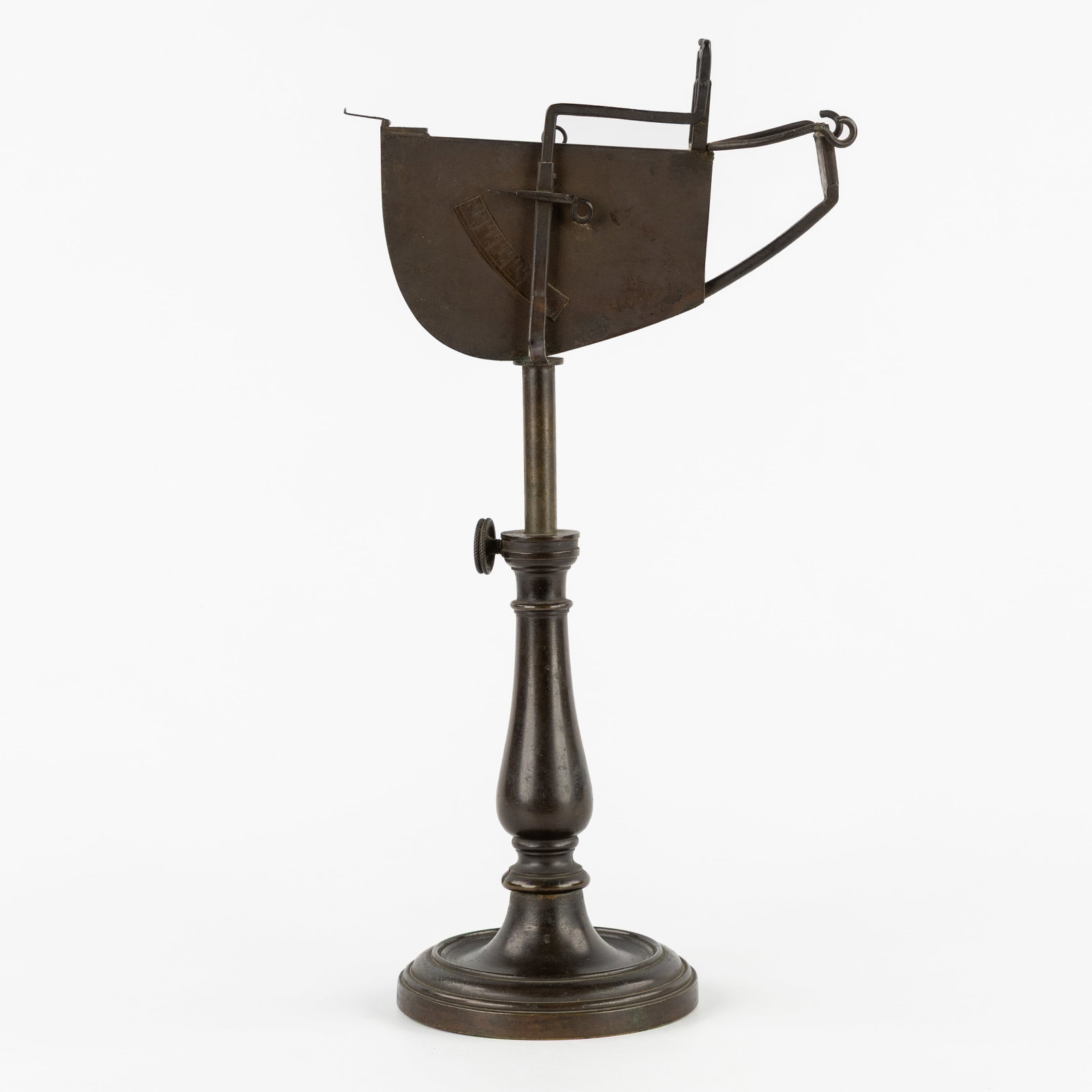 Probably a gunpowder scale, patinated bronze and brass. 19th C. (1 of 7)
