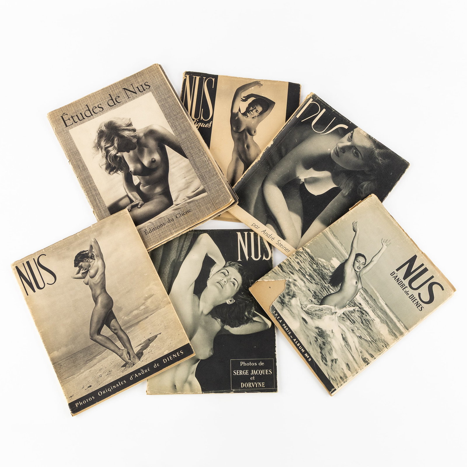 A Collection of magazines and publications with artistic nude photographs, Etudes de Nus and others,: A Collection of magazines and publications with artistic nude photographs, Etudes de Nus and others, circa 1948-1949. Etudes de Nus - Editions du Chêne (Brassaï, Nora Dumas, Féher, Pier