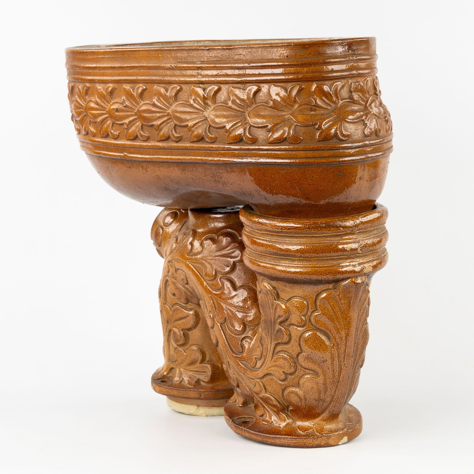 An Antique toilet bowl, salt-glazed stoneware, 19th C. (1 of 10)