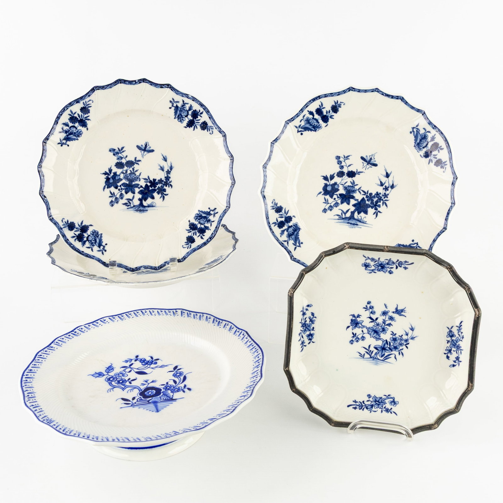 Five Tournai porcelain plates and dishes, Vieux Tournai, Décor à la Mouche and others, (1 of 11)