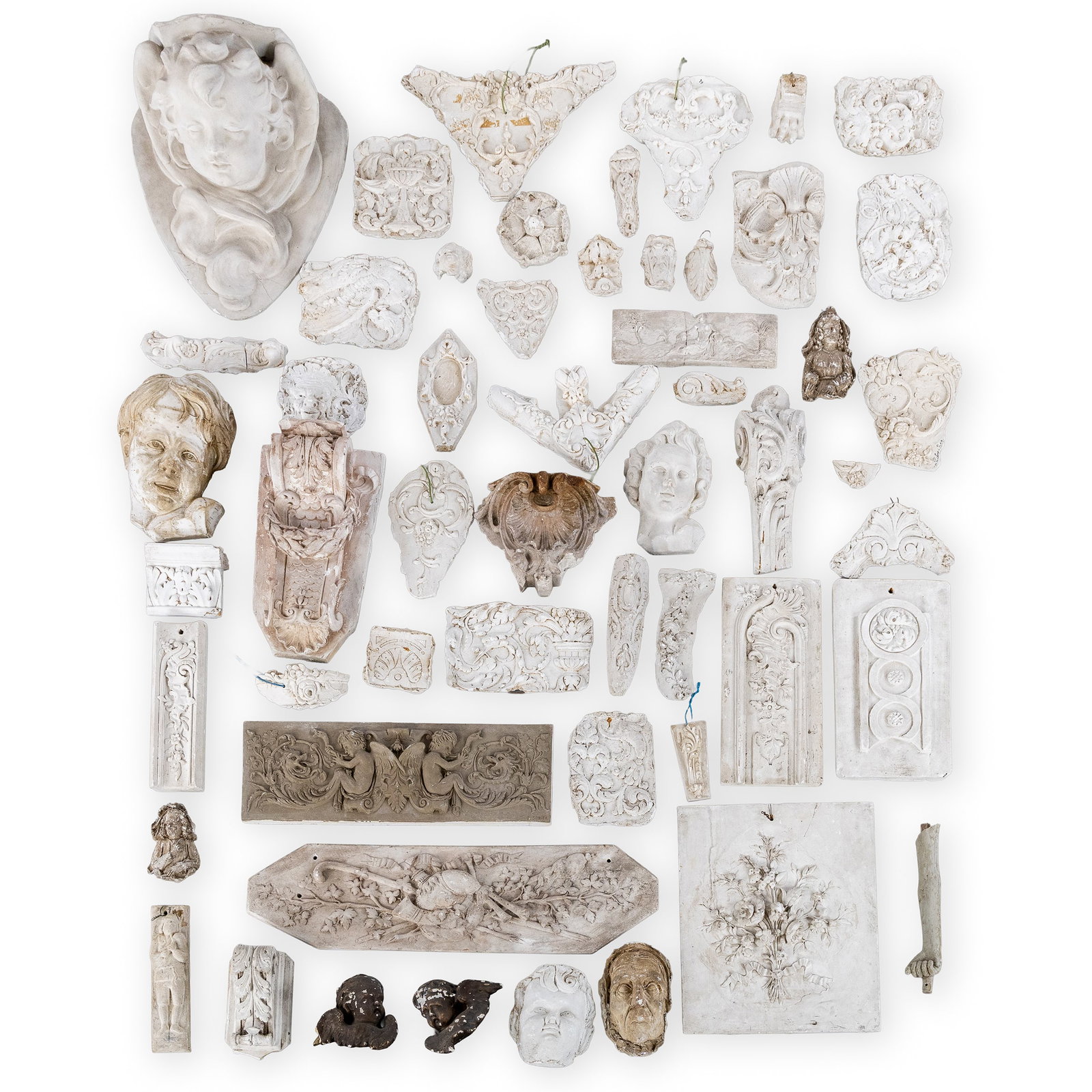 A Large collection of plaster ornaments in Renaissance, Baroque, and Neoclassical styles. (1 of 8)