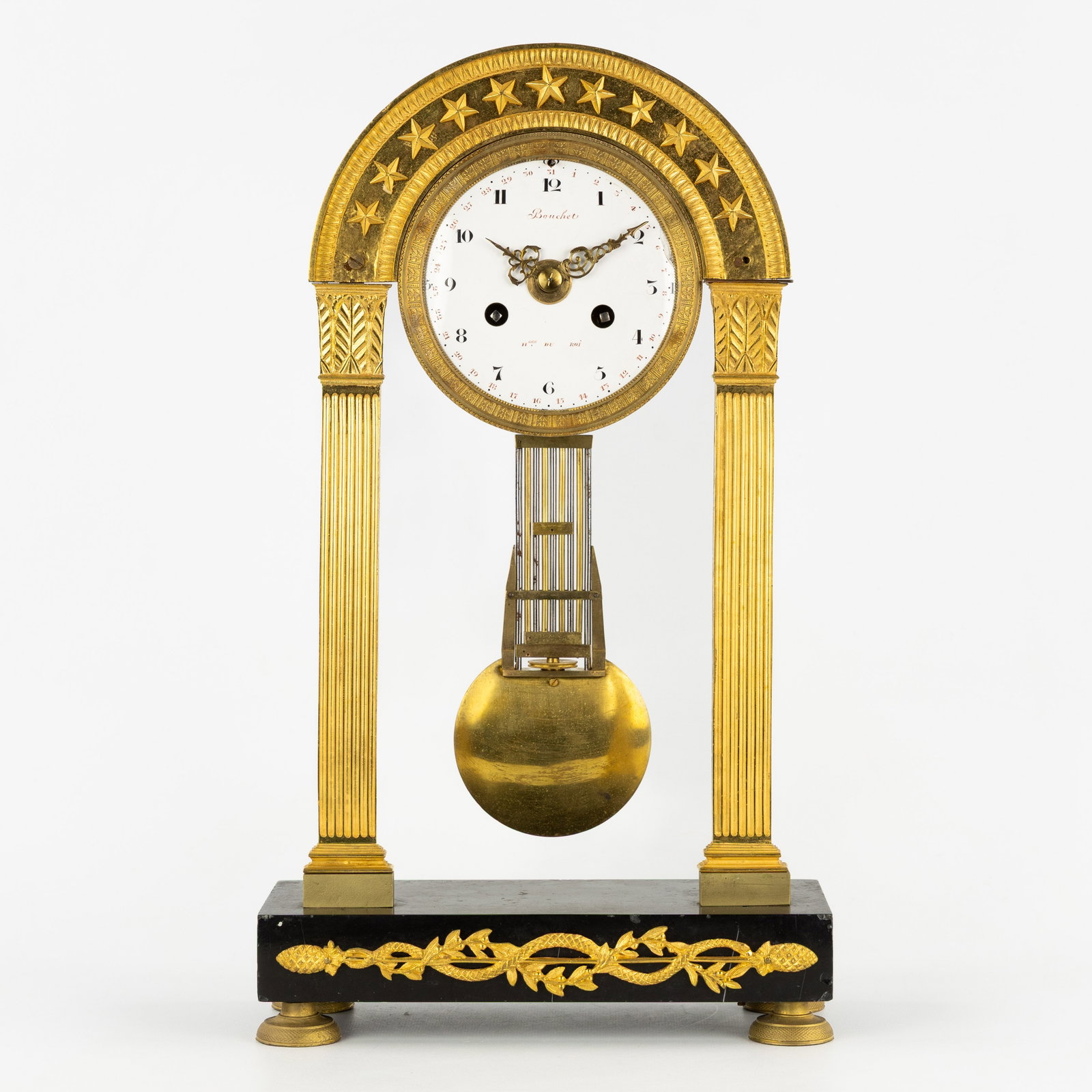 Bouchet, Horloger du Roi, an Empire column clock or portico clock, ormolu bronze and marble. France, (1 of 8)