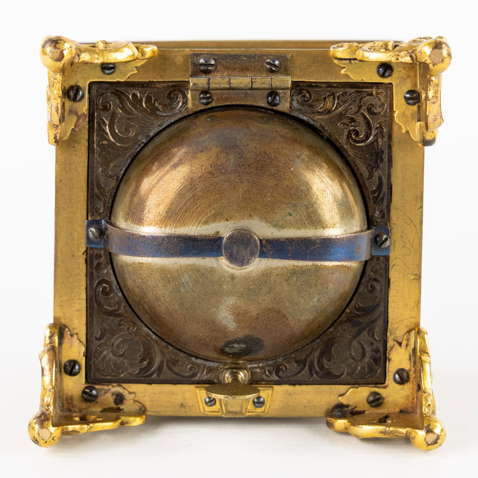 An Antique Baroque table clock or 'Tischuhr', brass and bronze, Germany, 18th C. - 7