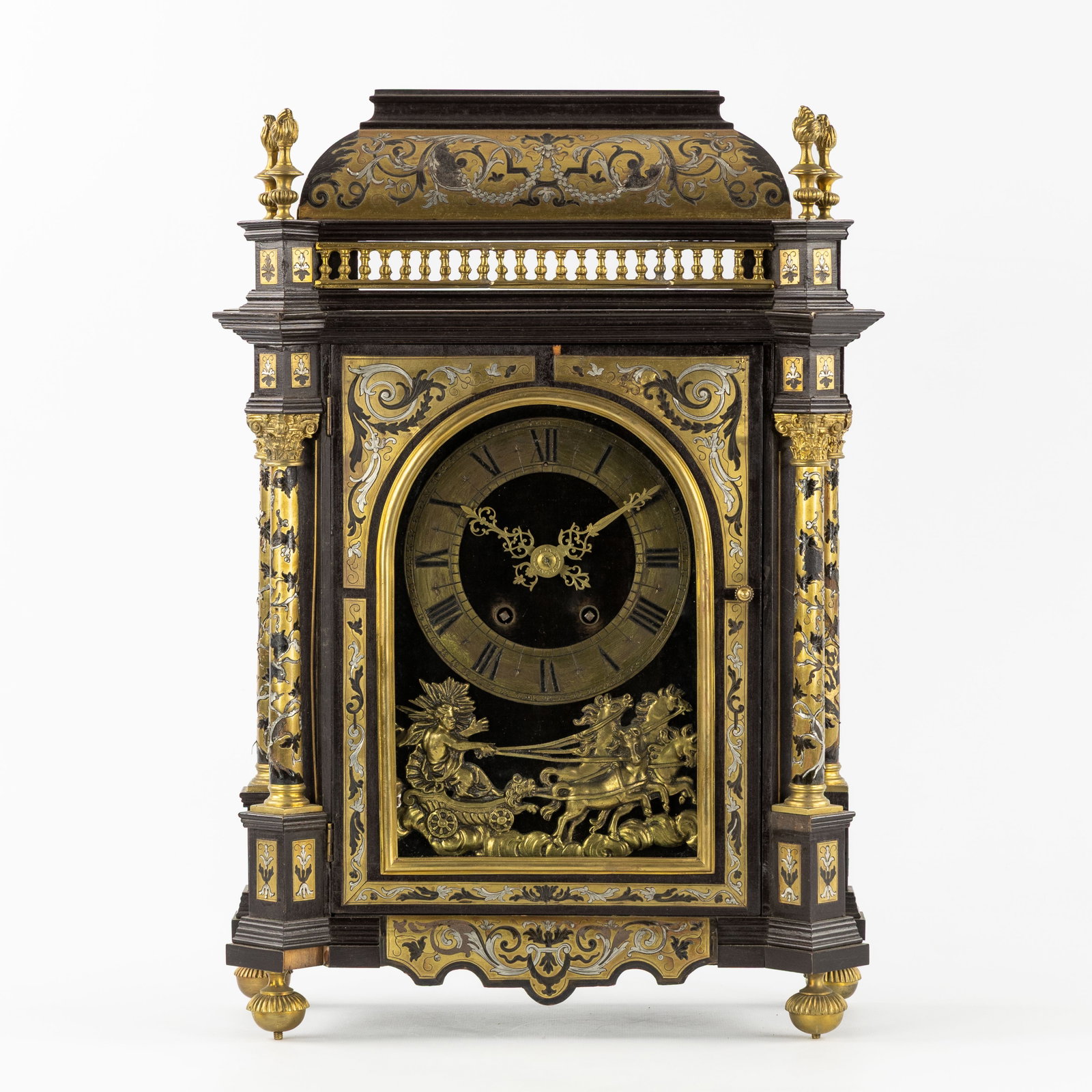 A 'Religieuse' pendulum table clock, Boulle inlay, decorated with Apollo's Chariot, France, 19th C. (1 of 10)