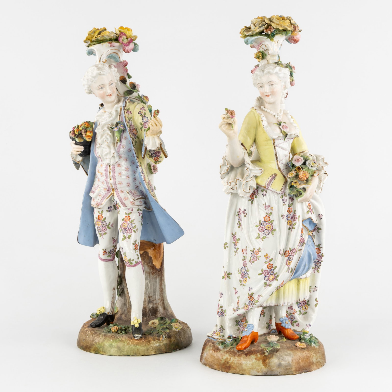 A Pair of Saxon porcelain figurines, Rococo, 'Nobleman' and 'Lady', Germany, circa 1900. (1 of 10)