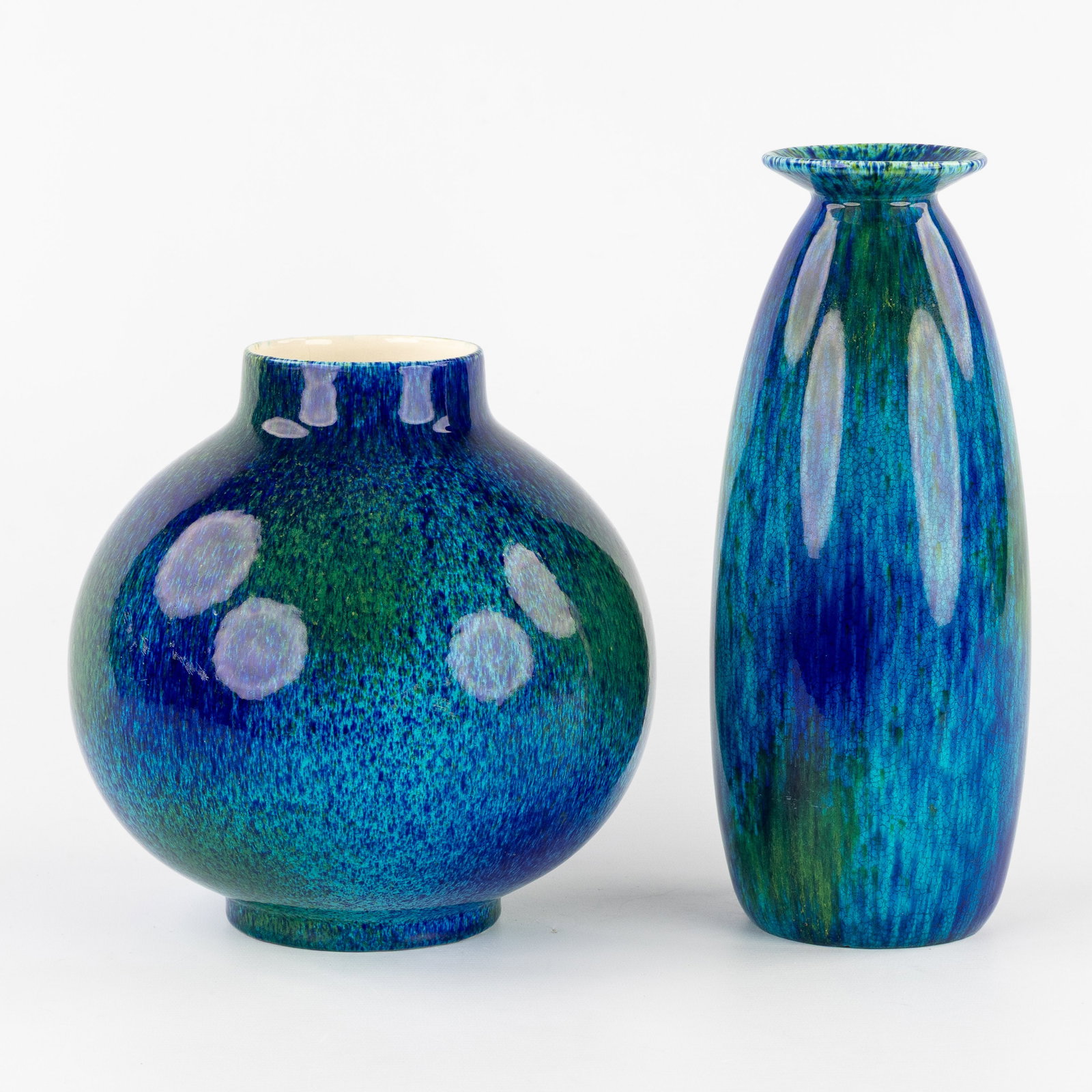 Two blue vases, glazed ceramics for Boch Keramis. (1 of 8)
