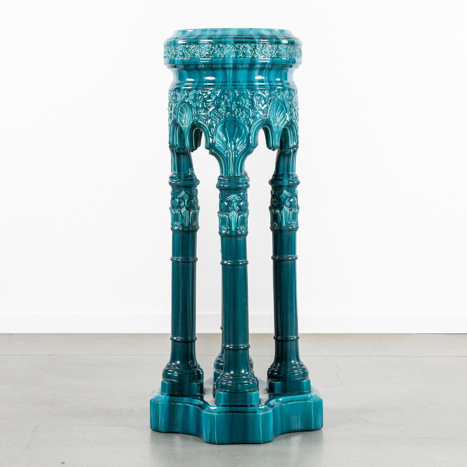 Jérôme Massier (1850-1926) 'Alhambra', a pedestal, glazed faience, Vallauris, Art Nouveau, (1 of 14)