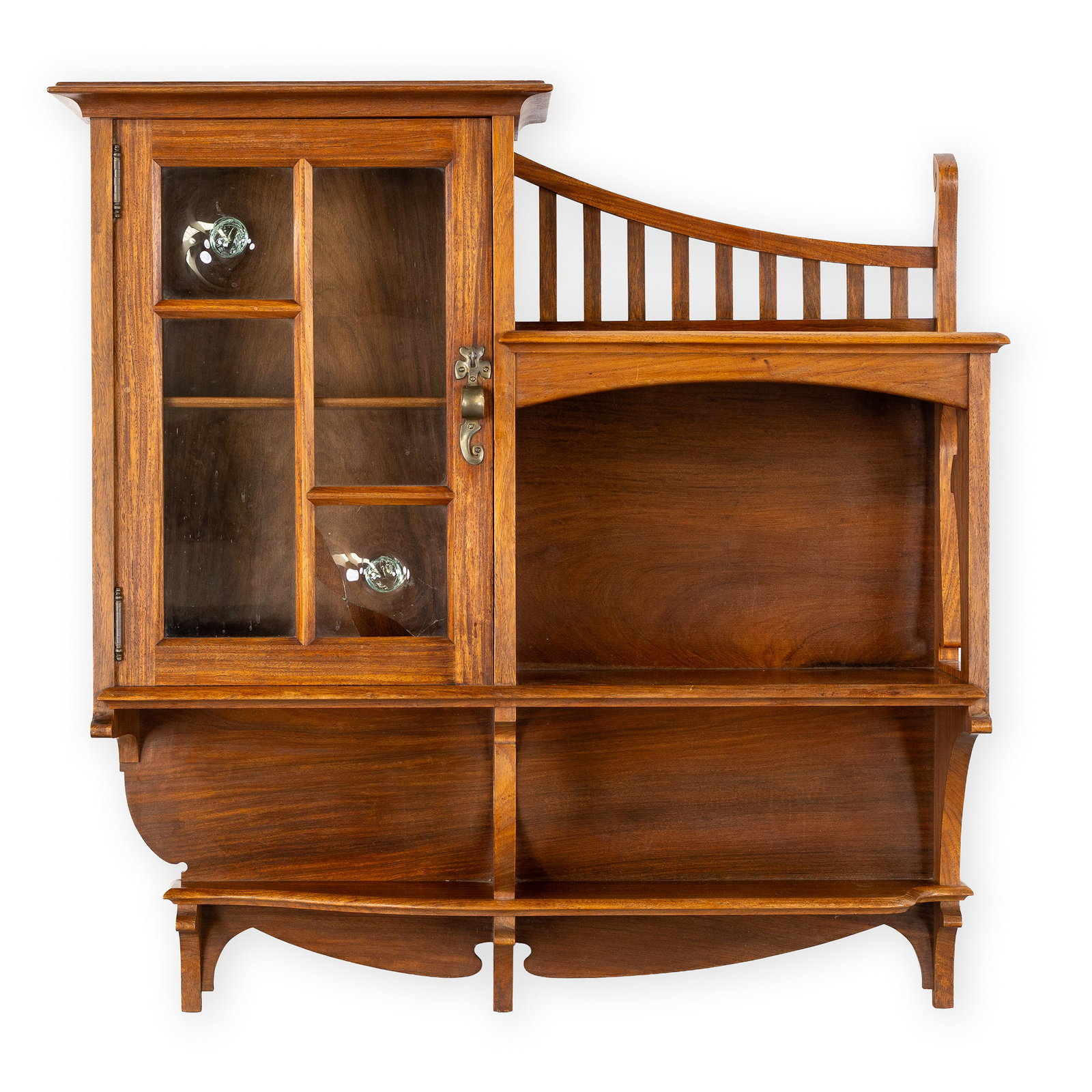 Gustave Serrurier Bovy (1858–1910) (Attr.) ‘Wall cabinet’, Art Nouveau.: Gustave Serrurier Bovy (1858–1910) (Attr.) ‘Wall cabinet’, Art Nouveau. A wall cabinet, Art Nouveau. Solid mahogany-Acajou. Unsigned. (103 x 103 x 27 cm)